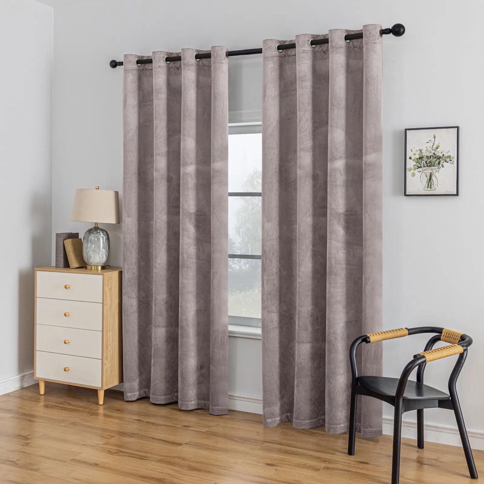 YSTYLE Elegant Velvet Curtains-2 pcs, Blackout & Heat Insulating, Eyelet Drapes for Home Windows