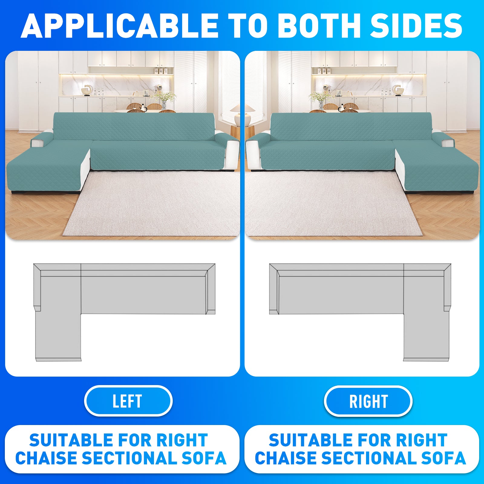 Ystyle Waterproof 4 Seater Corner Sofa Cover Reversible Anti Slip