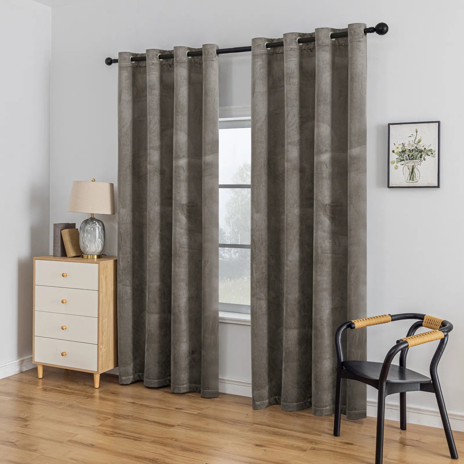 YSTYLE Elegant Velvet Curtains-2 pcs, Blackout & Heat Insulating, Eyelet Drapes for Home Windows