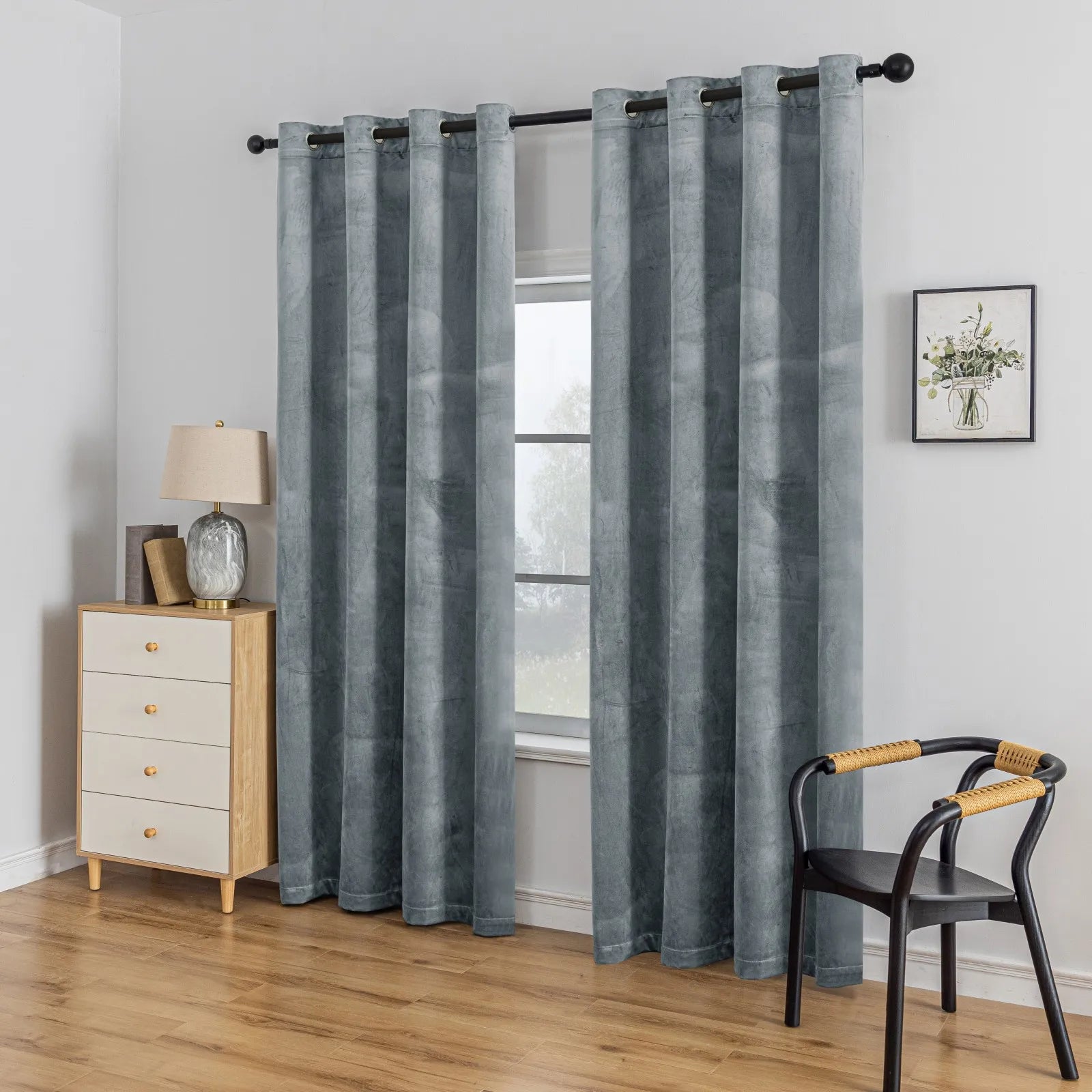 YSTYLE Elegant Velvet Curtains-2 pcs, Blackout & Heat Insulating, Eyelet Drapes for Home Windows