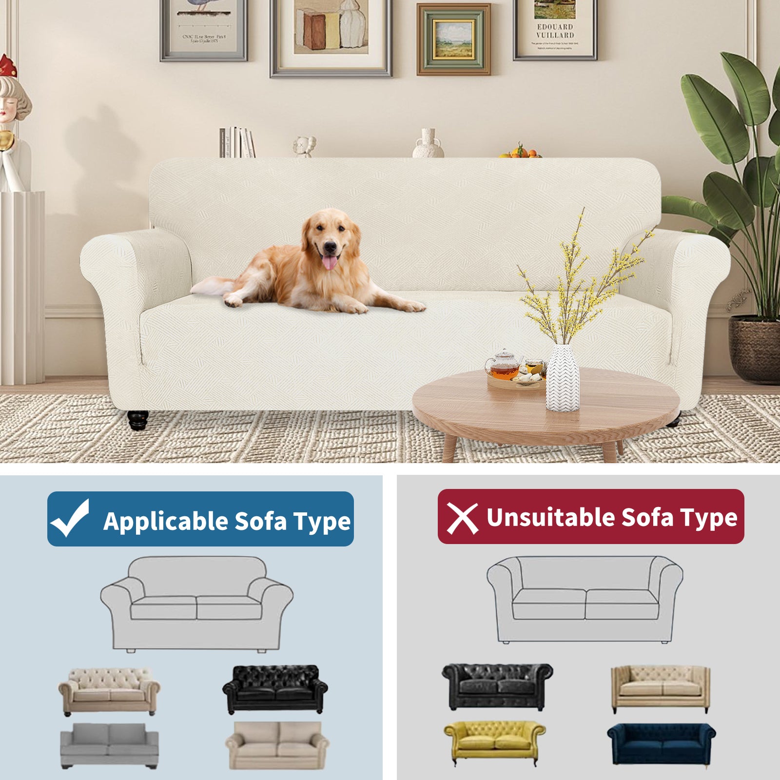 YSTYLE Hoch Stretch 1-Sitzer Sessel Bezug Anti-Rutsch Waschbar