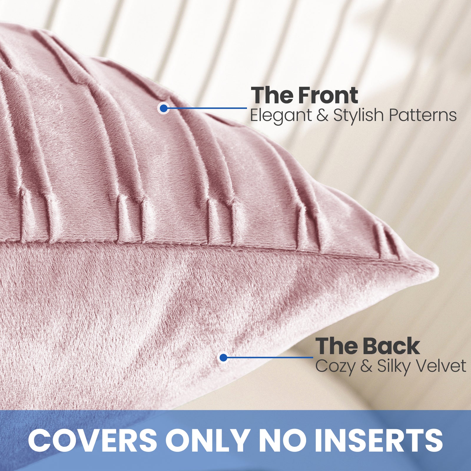 Ystyle Sofa Cushion Covers 40 x 40 cm Set of 2 Soft Velvet Sofa Cushion Covers Modern Bedroom Sofa Bed Invisible Zipper Washable Elegant Durable