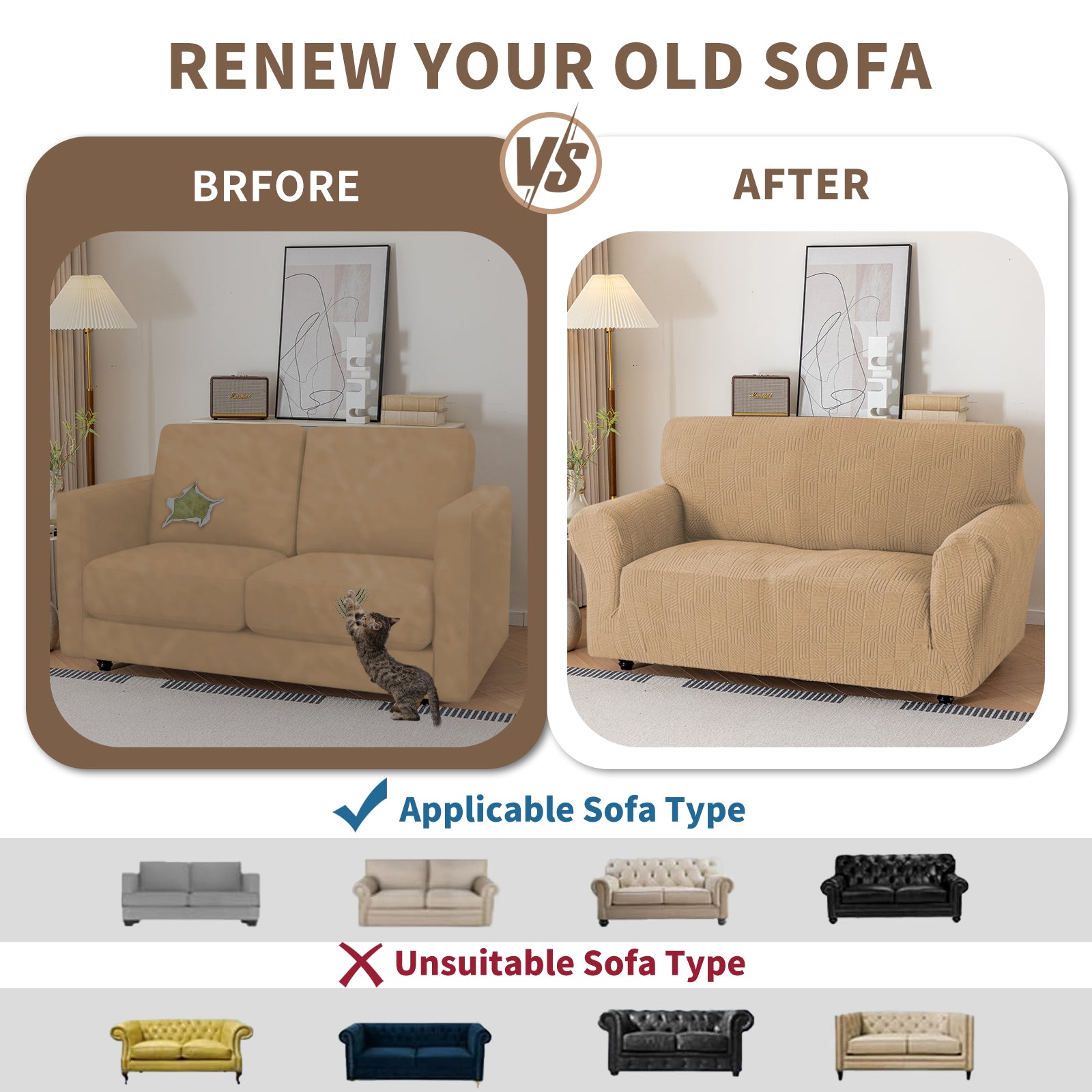 Copertura per divano a 1 posto YSTYLE Stretch 78-116cm con motivo geometrico