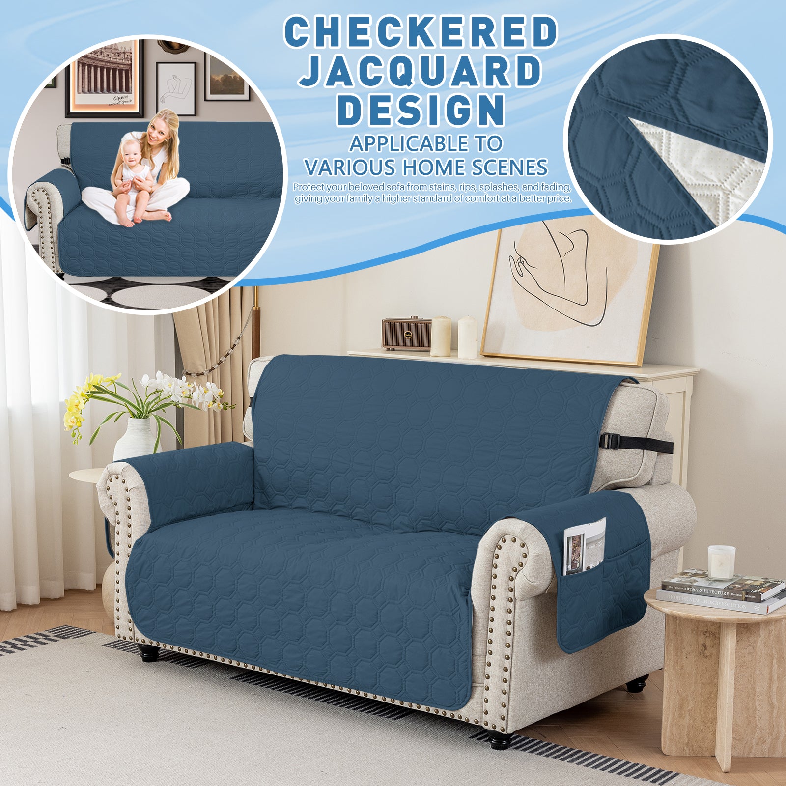 Copertura per divano impermeabile YSTYLE per 3 posti con braccioli, antiscivolo