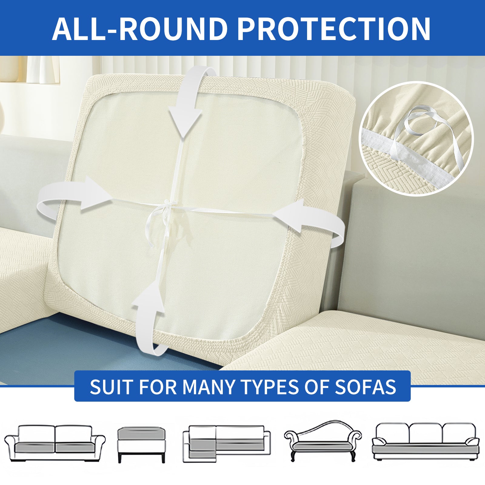 YSTYLE 1 Piece-Large Sofa Cushion Cover – Stretch Fit, Universal Use, Anti-Slip, Scratch Resistant, Geometric Design-Rhombic