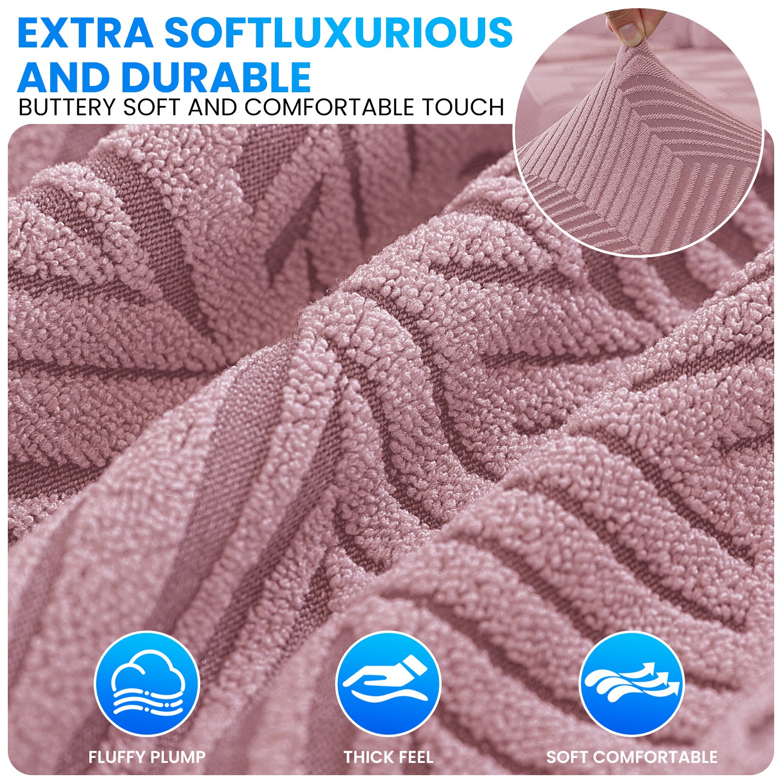 Ystyle Elastic Sofa Seat Cover, Universal Living Room Cushion Cover, Separate Sofa Cushion Slipcovers, Non-Slip, Stain-Resistant, Super Soft & Washable(2 Pieces+Chaise longue)