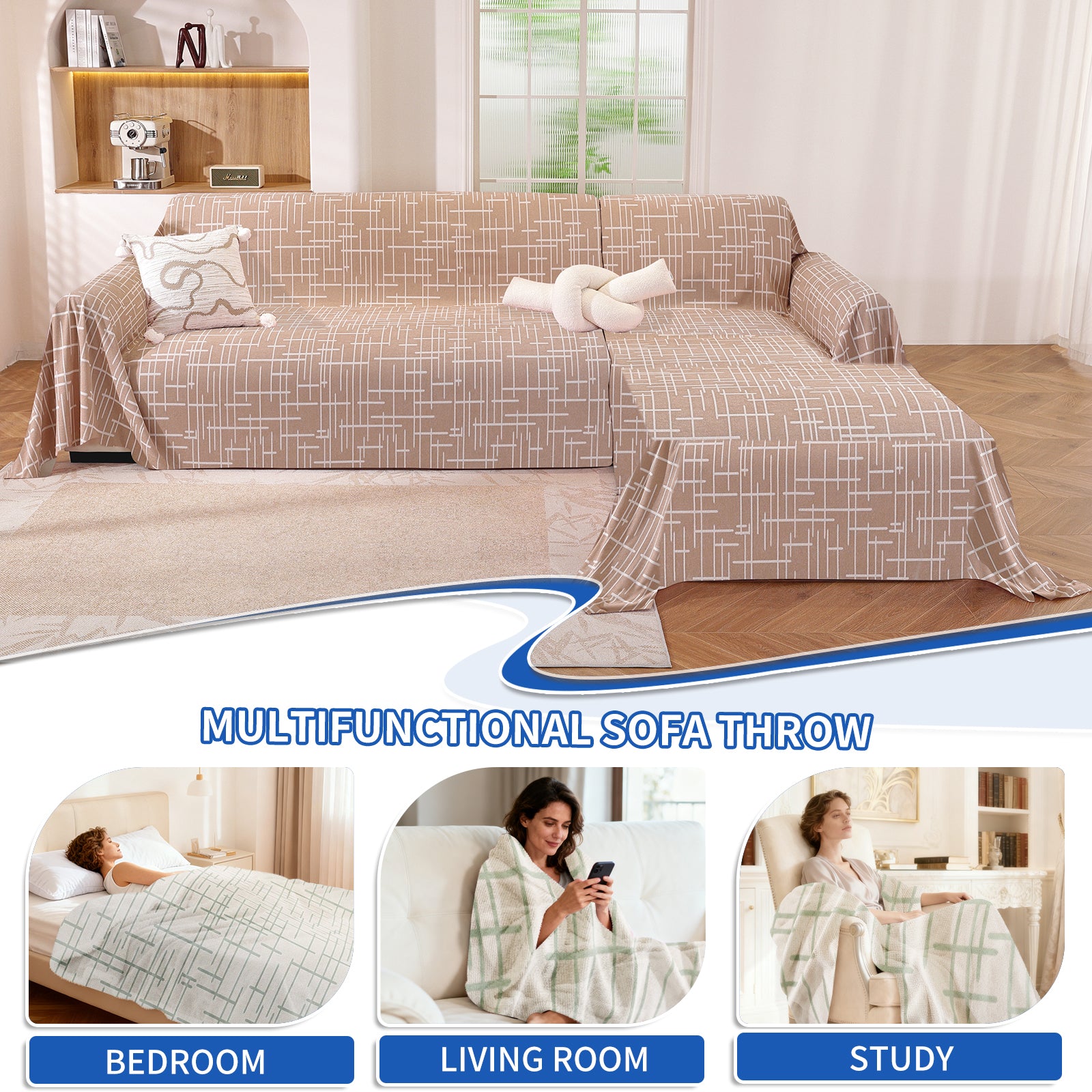 Ystyle Universal 4 Seater Sofa Cover Throw 200x380cm Breathable-YSTYLE