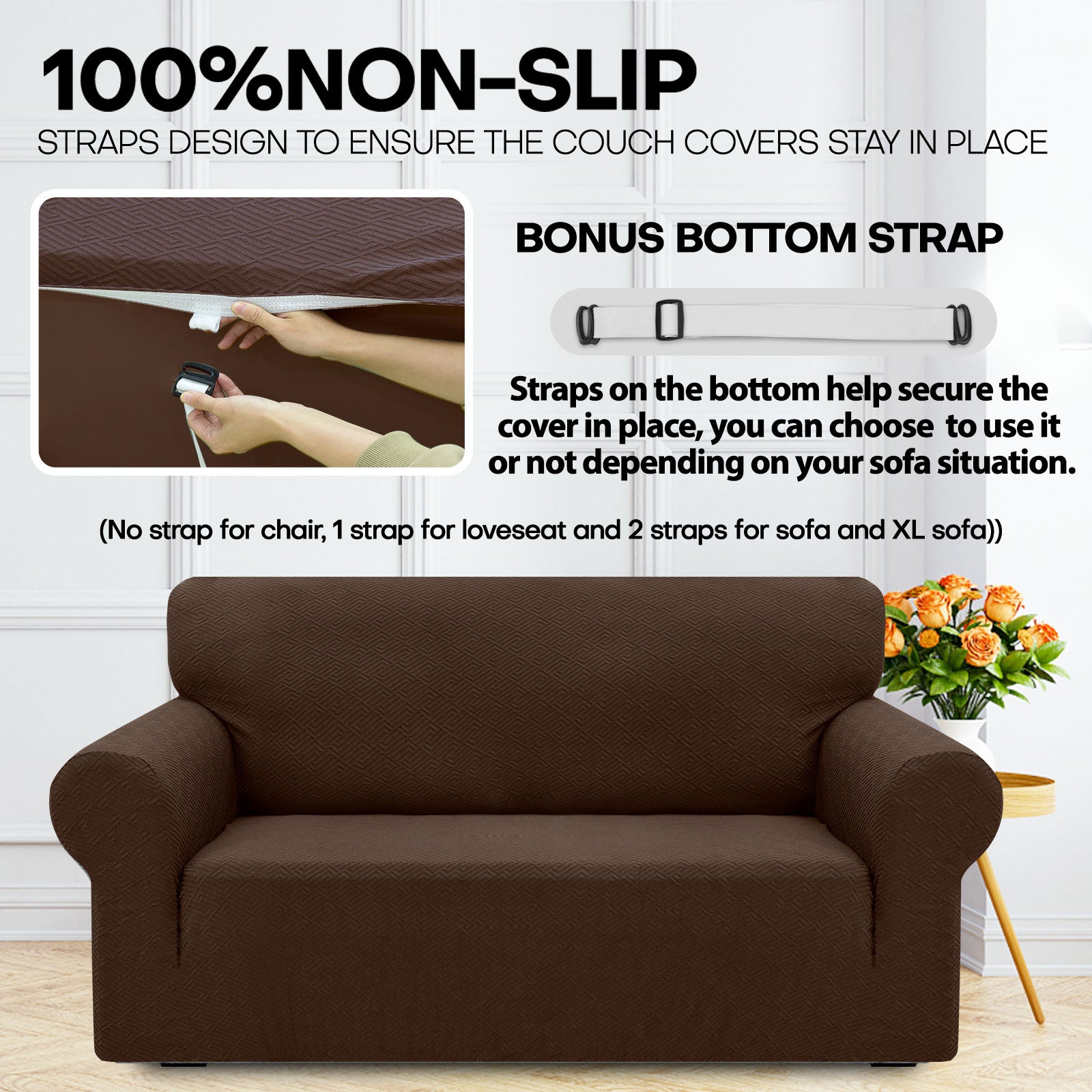 Manta para sofá de 3 asientos YSTYLE - Ajuste elástico, resistente a arañazos de mascotas, geométrico jacquard, antideslizante, lavable - Forma de espalda