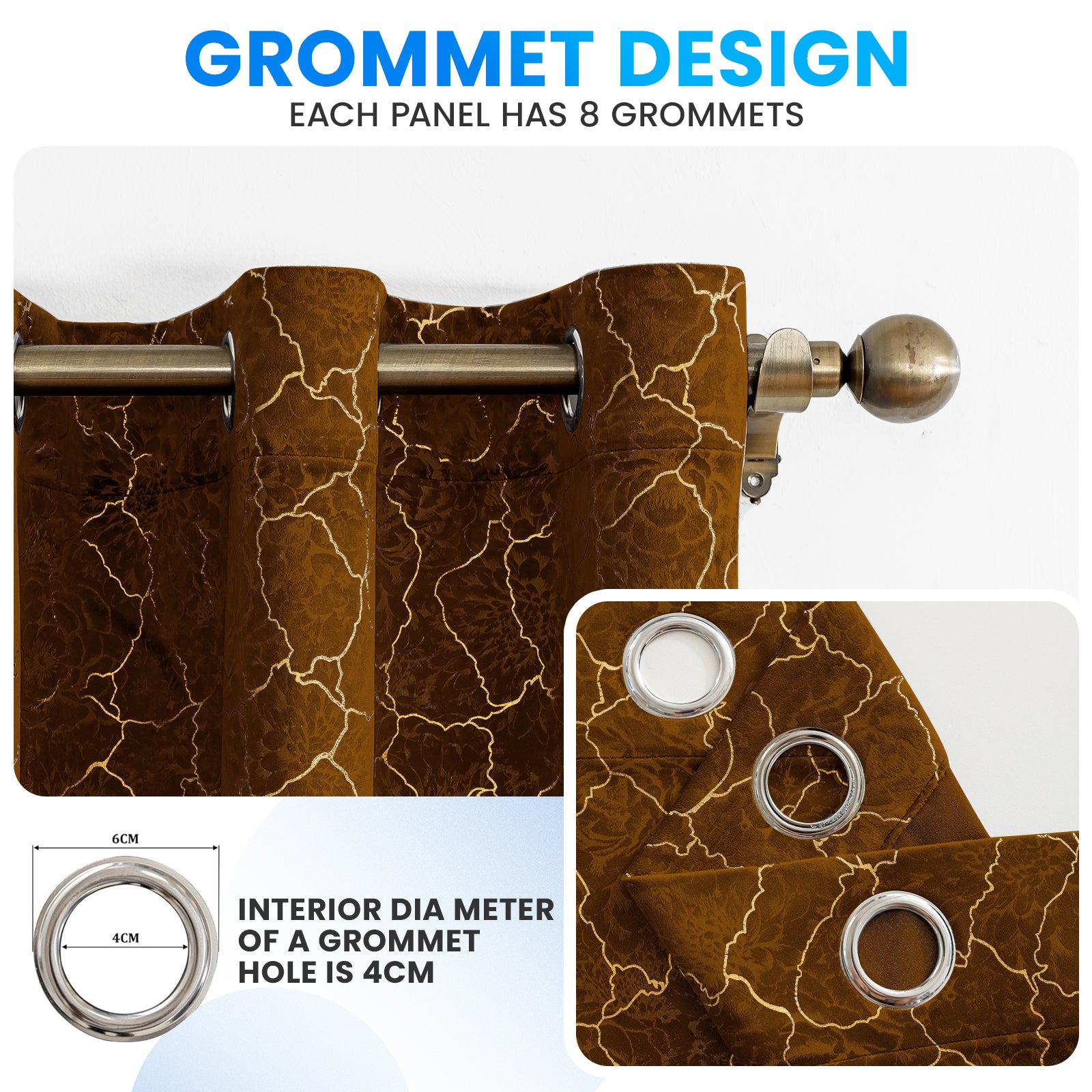 Ystyle 2 Stück Samt Blackout Vorhänge 117x137 cm Gold Druck