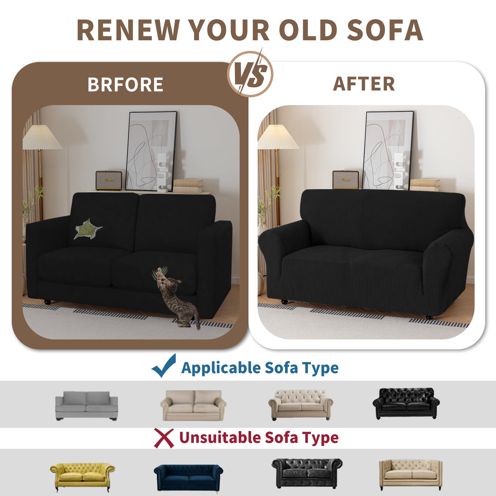 Copertura per divano a 1 posto YSTYLE Stretch 78-116cm con motivo geometrico