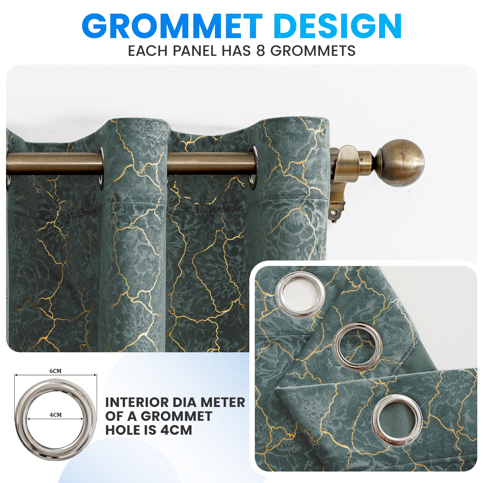 Ystyle 2 Stück Samt Blackout Vorhänge 117x137 cm Gold Druck