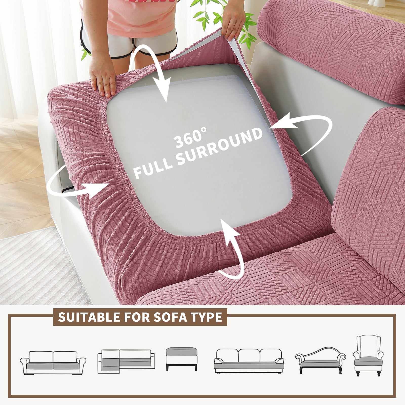 YSTYLE Copertura per sedile divano elasticizzata 1 posto motivo geometrico