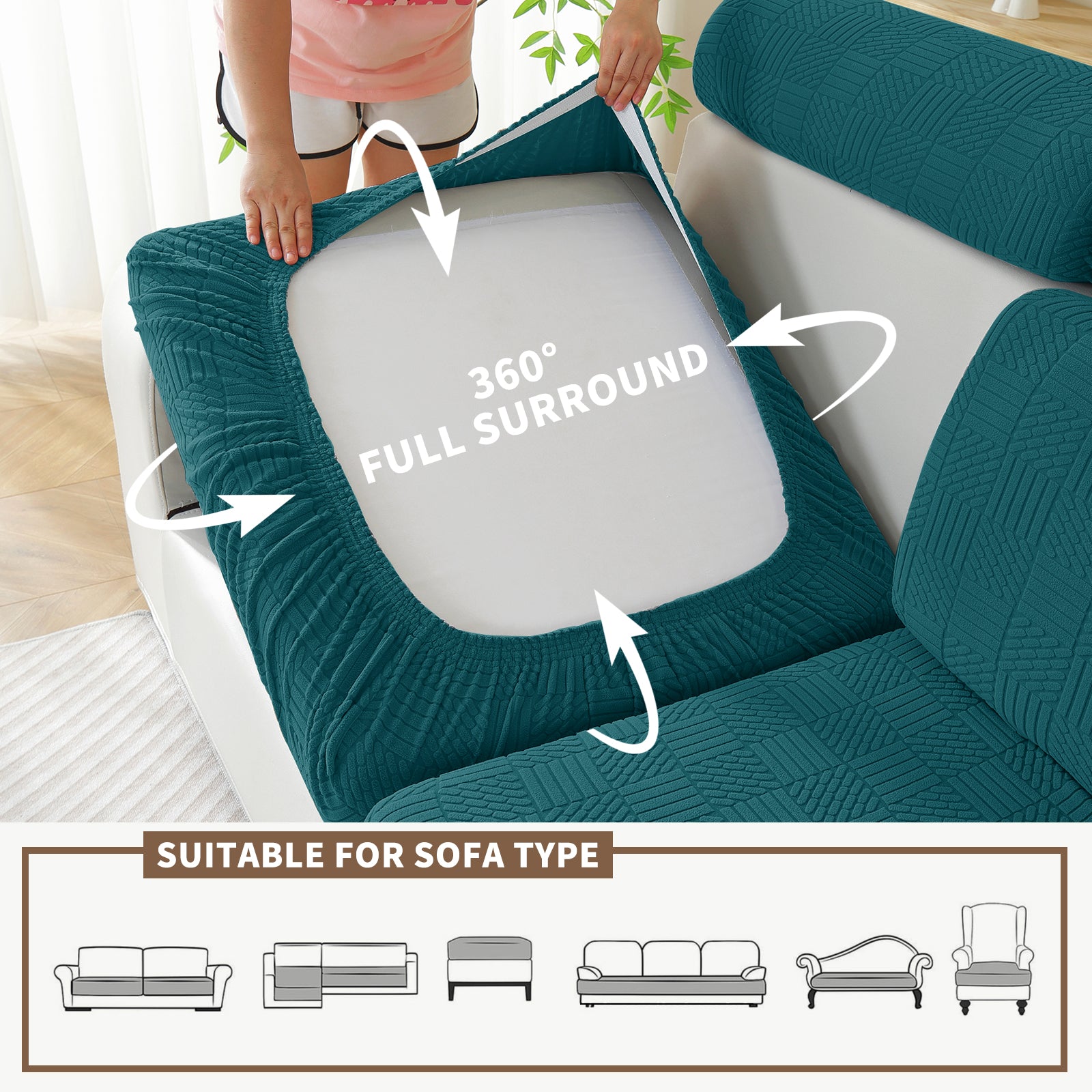 YSTYLE Copertura per sedile divano elasticizzata 3 posti motivo geometrico