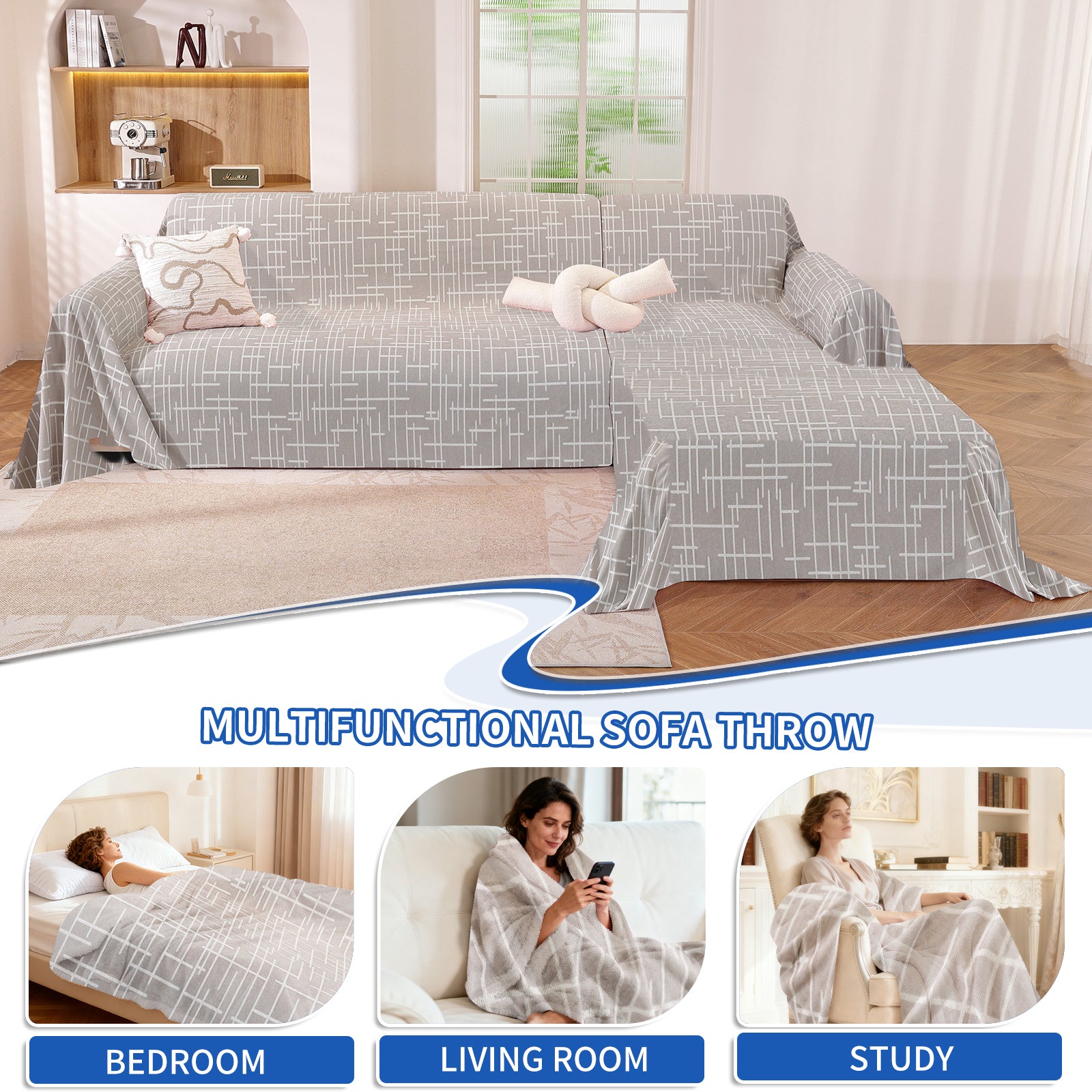 Ystyle 1-Seater Sofa Cover with Armrests, 180x230 CM, Universal Sofa Protector, Decorative Armchair Slipcover, Ideal as Furniture Throw, Full-Cover Anti-Stain Sofa Sheet