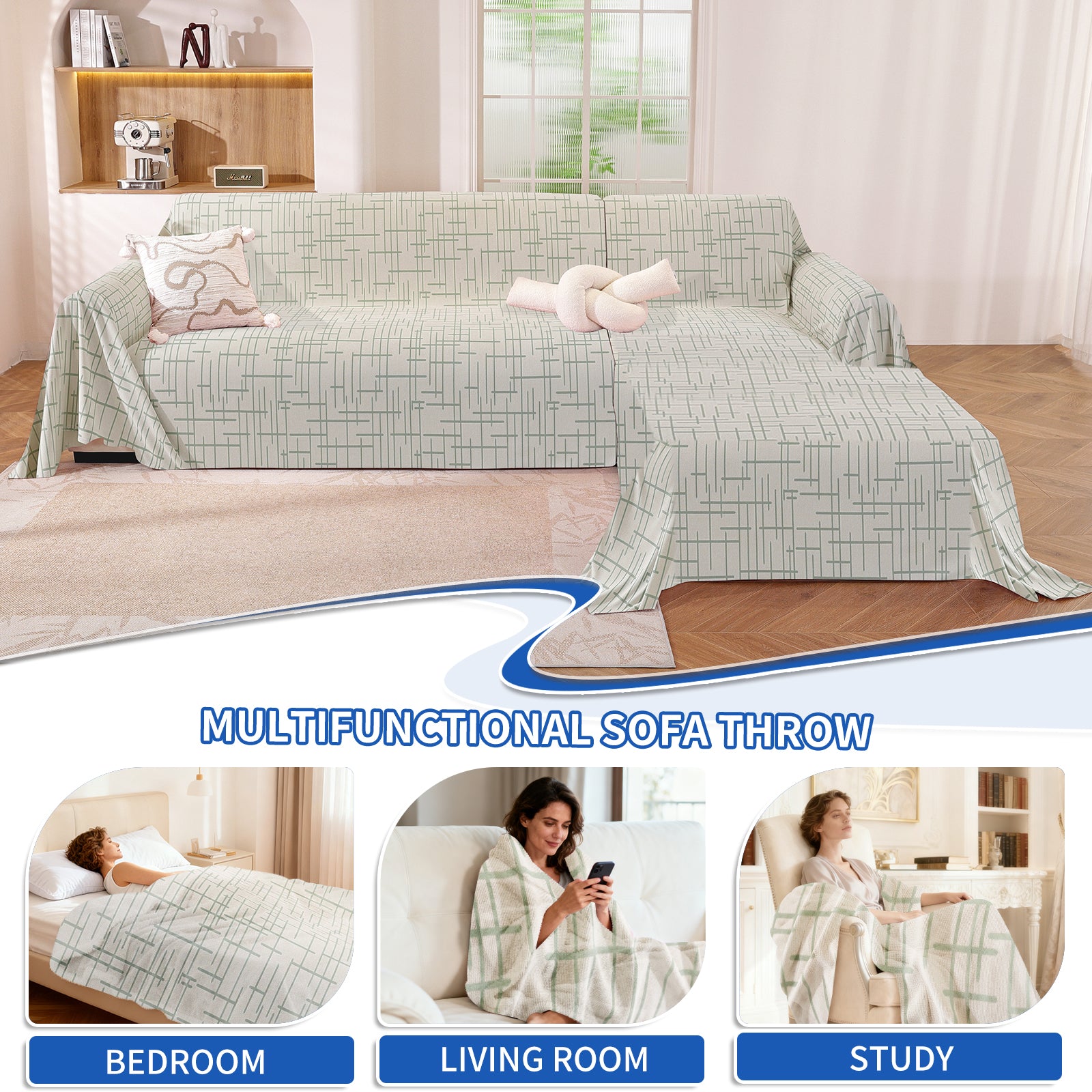 Ystyle Universal 4 Seater Sofa Cover Throw 200x380cm Breathable-YSTYLE