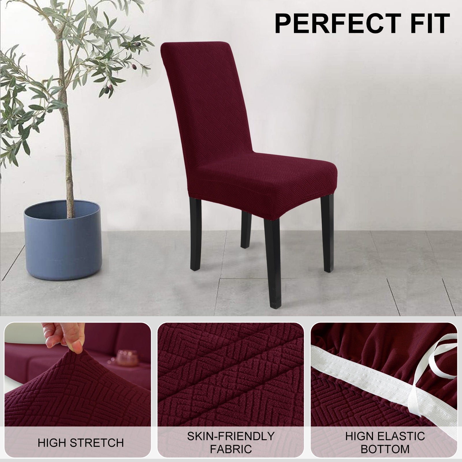 YSTYLE 4 pezzi coprisedie elastici con motivo jacquard a diamante