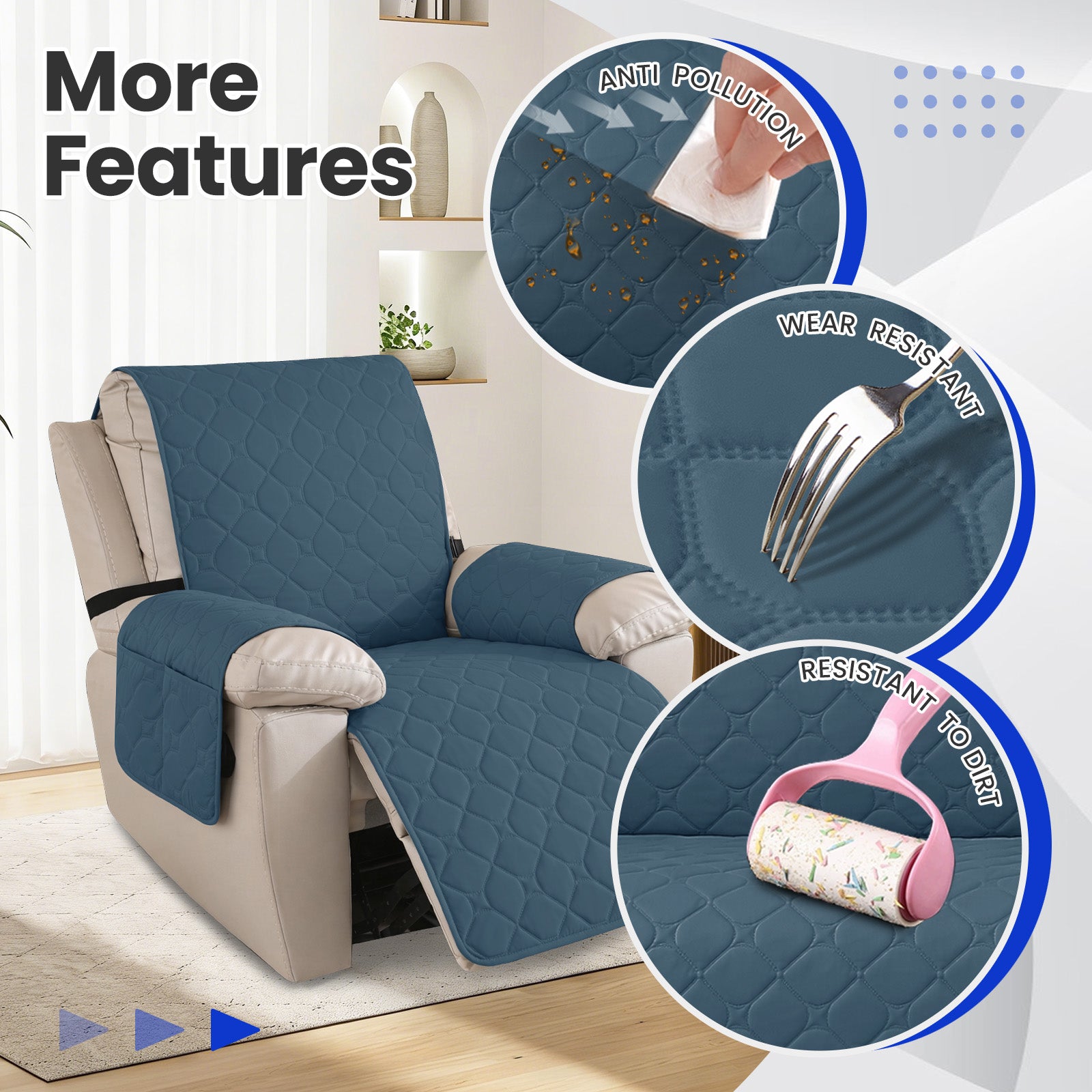 YSTYLE imperméable Recliner Armchair couverture with accoudoirs 1 Seater