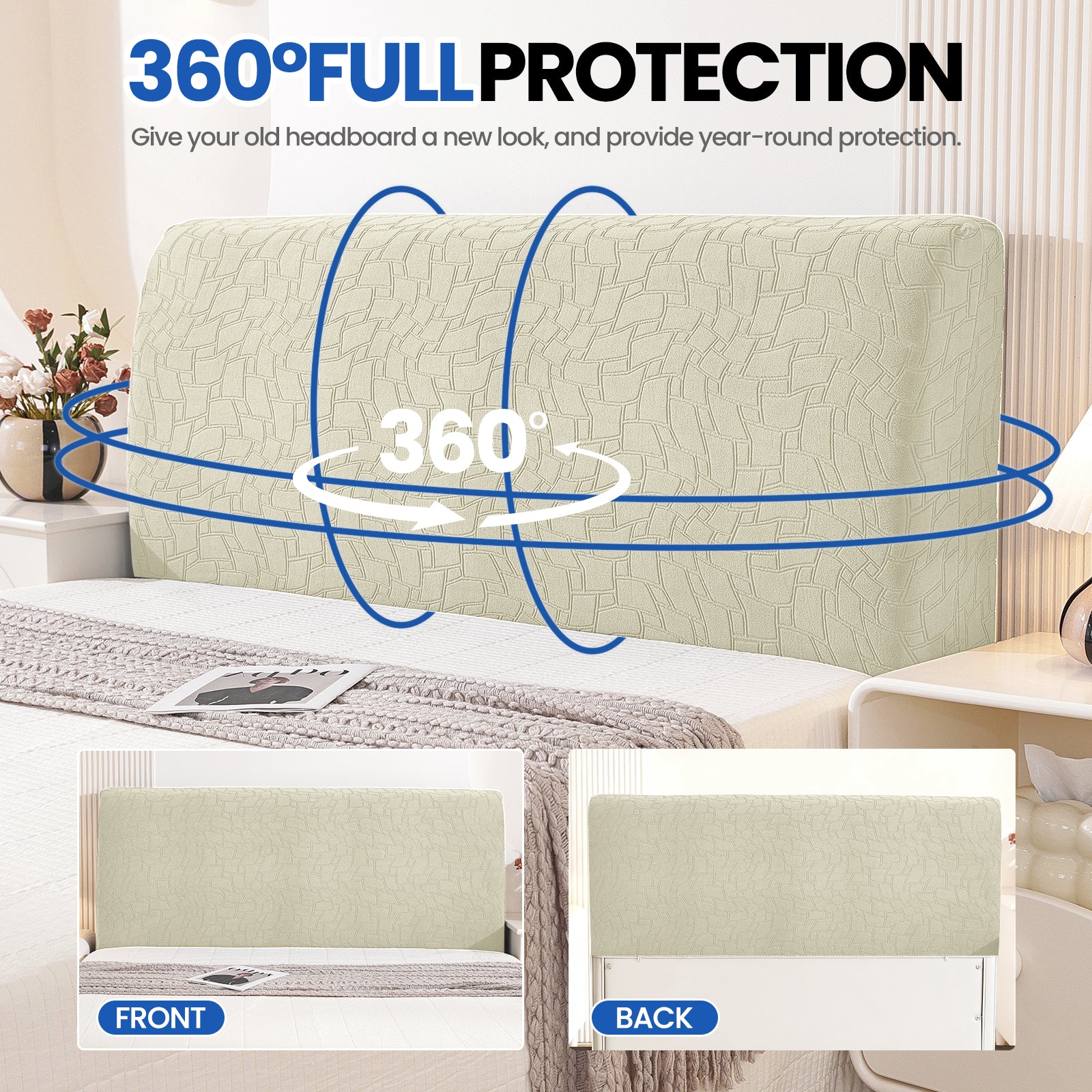 YSTYLE Universal Elastic 180cm Headboard Cover Dustproof Washable