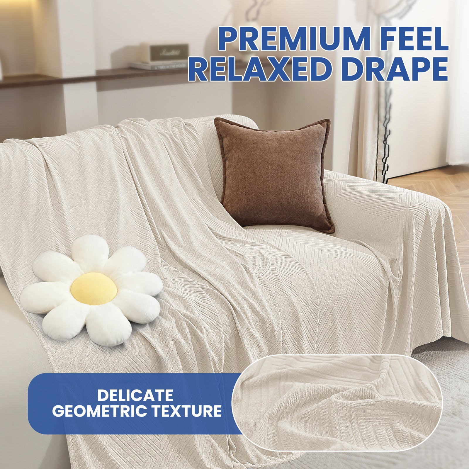 Ystyle 3 Seater Sofa Cover, 180x340 cm, Anti-Claw Protection, Soft Universal Sofa Cover, Anti-Dust, Large Size Modern Washable Sofa Throw