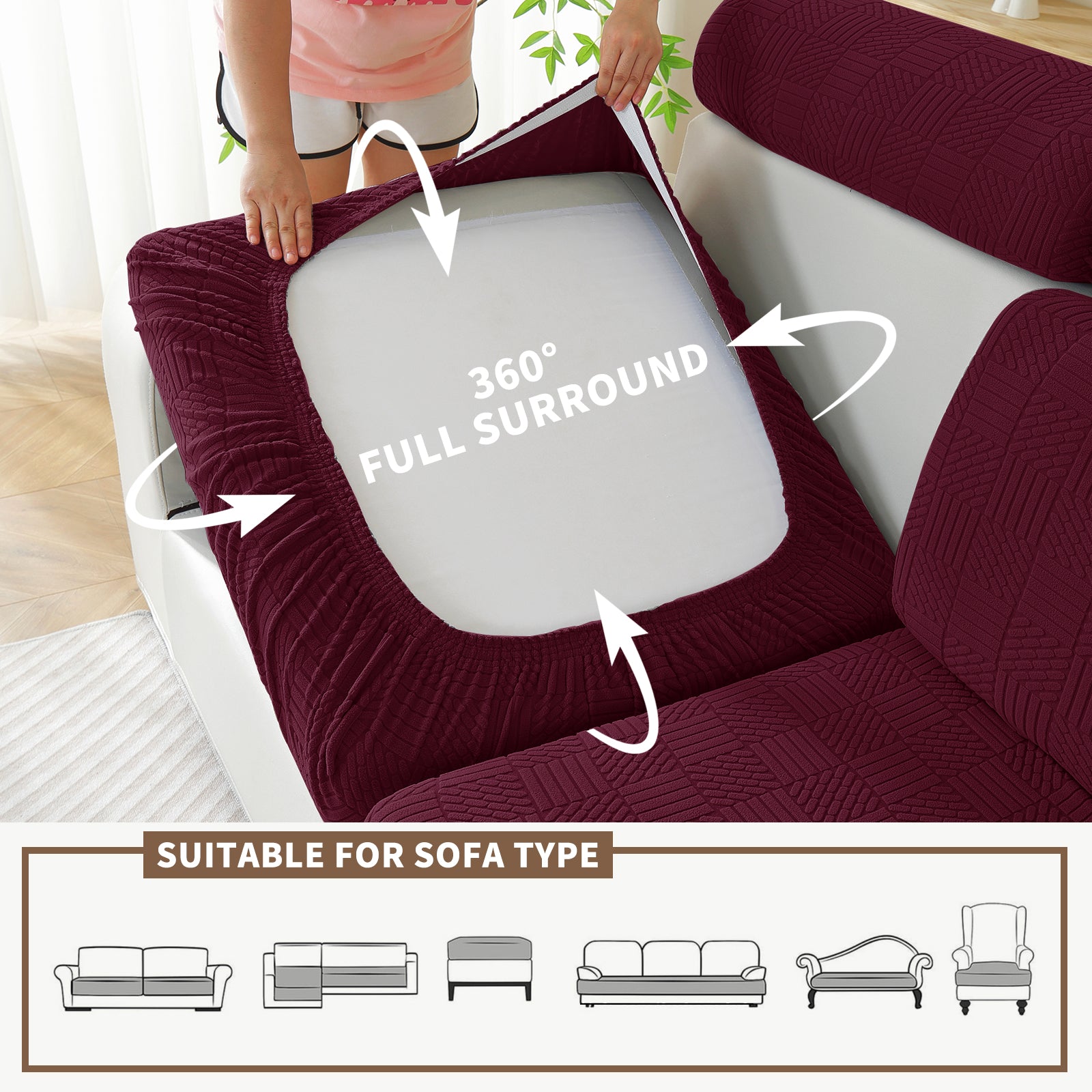 YSTYLE Copertura per sedile divano elasticizzata 1 posto motivo geometrico