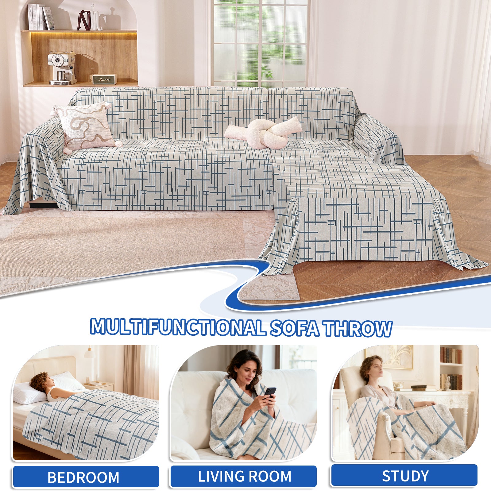 Ystyle Universal 4 Seater Sofa Cover Throw 200x380cm Breathable-YSTYLE
