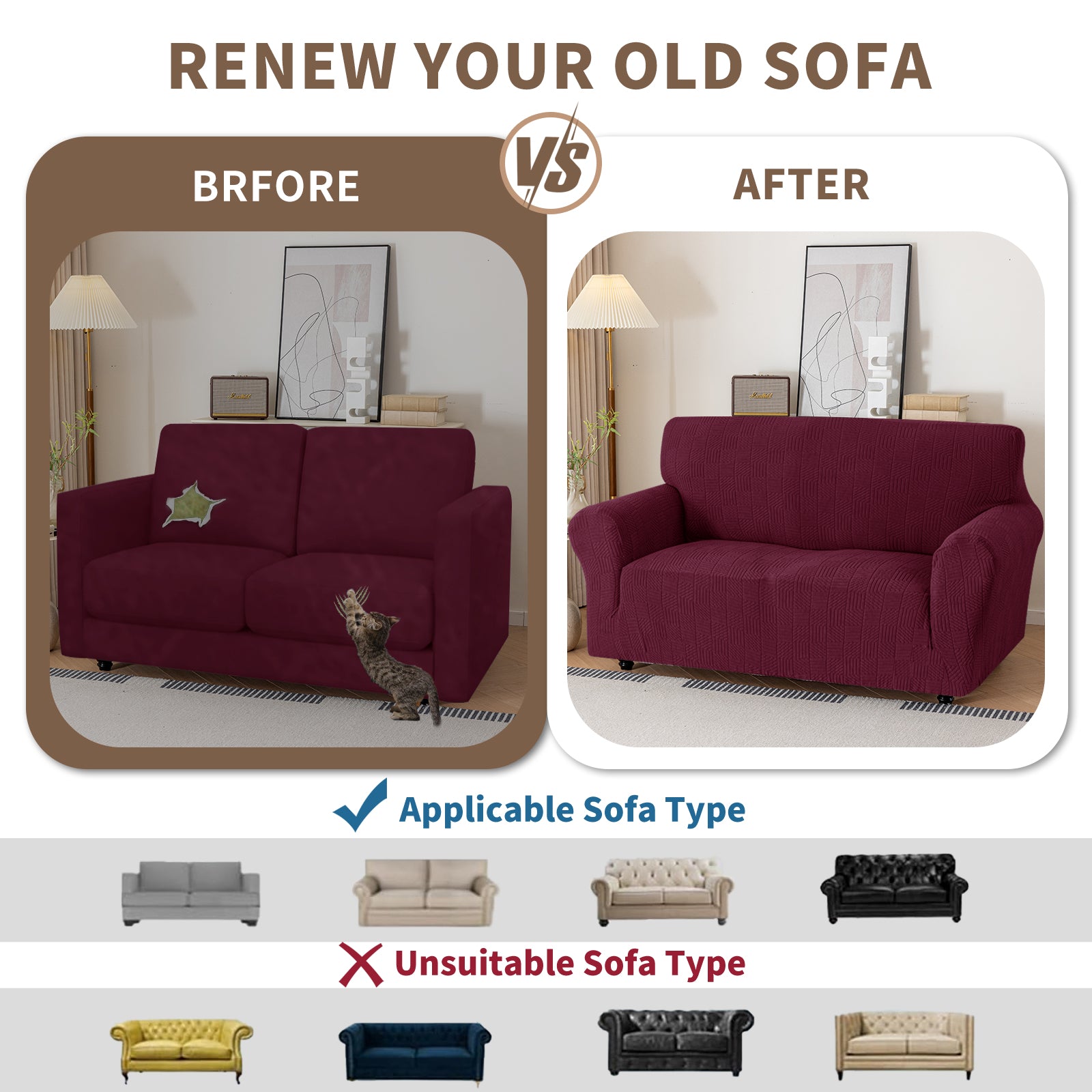 Copertura per divano a 3 posti YSTYLE Stretch 180-234 cm con motivo geometrico