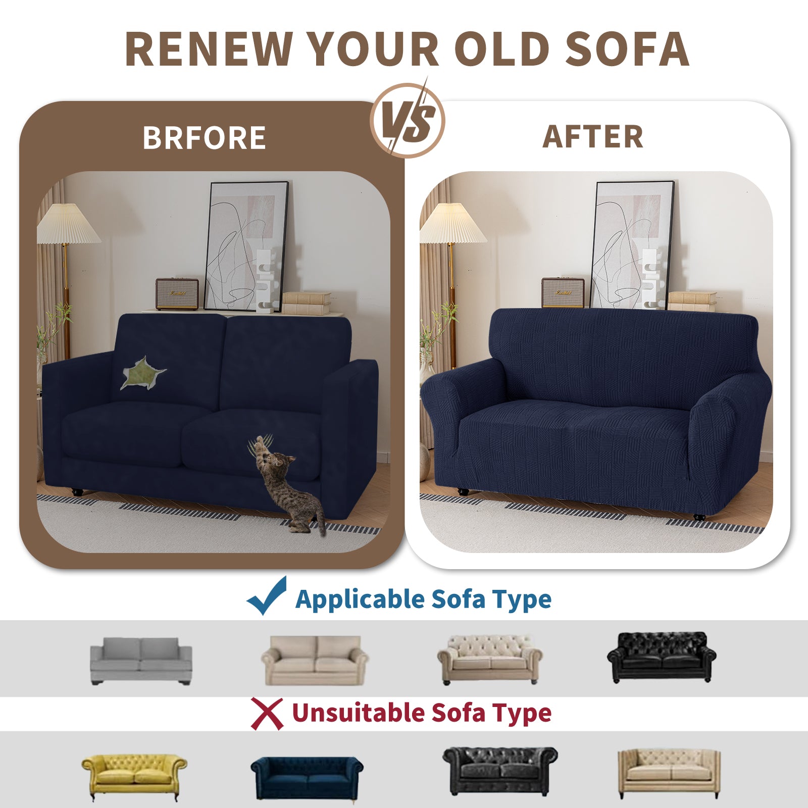 Copertura per divano a 3 posti YSTYLE Stretch 180-234 cm con motivo geometrico