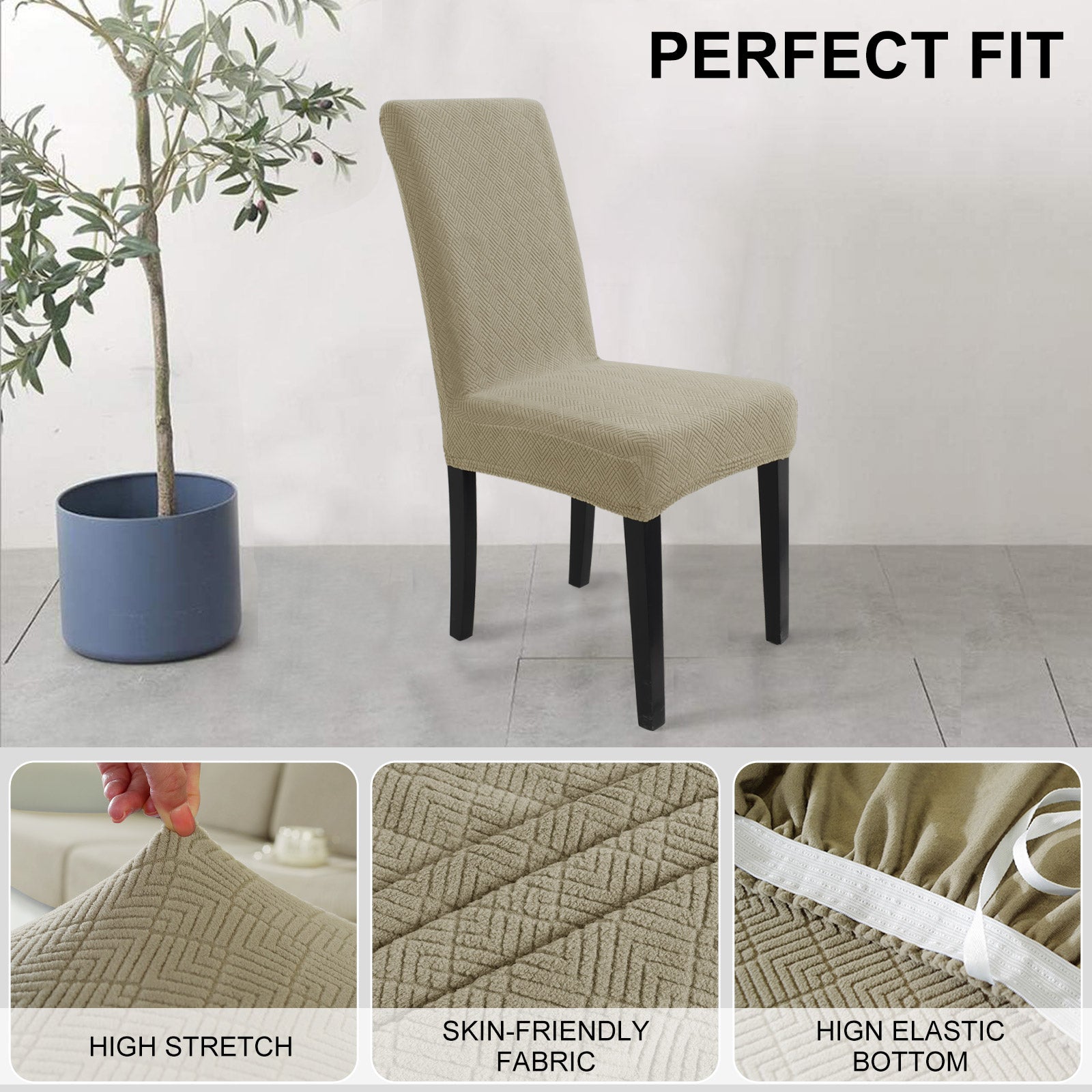 YSTYLE 4 pezzi coprisedie elastici con motivo jacquard a diamante