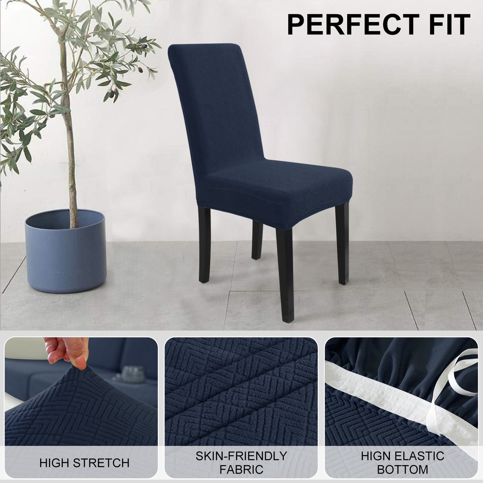 YSTYLE 6 Stück Stretch-Esszimmerstuhlbezüge Diamant-Jacquard