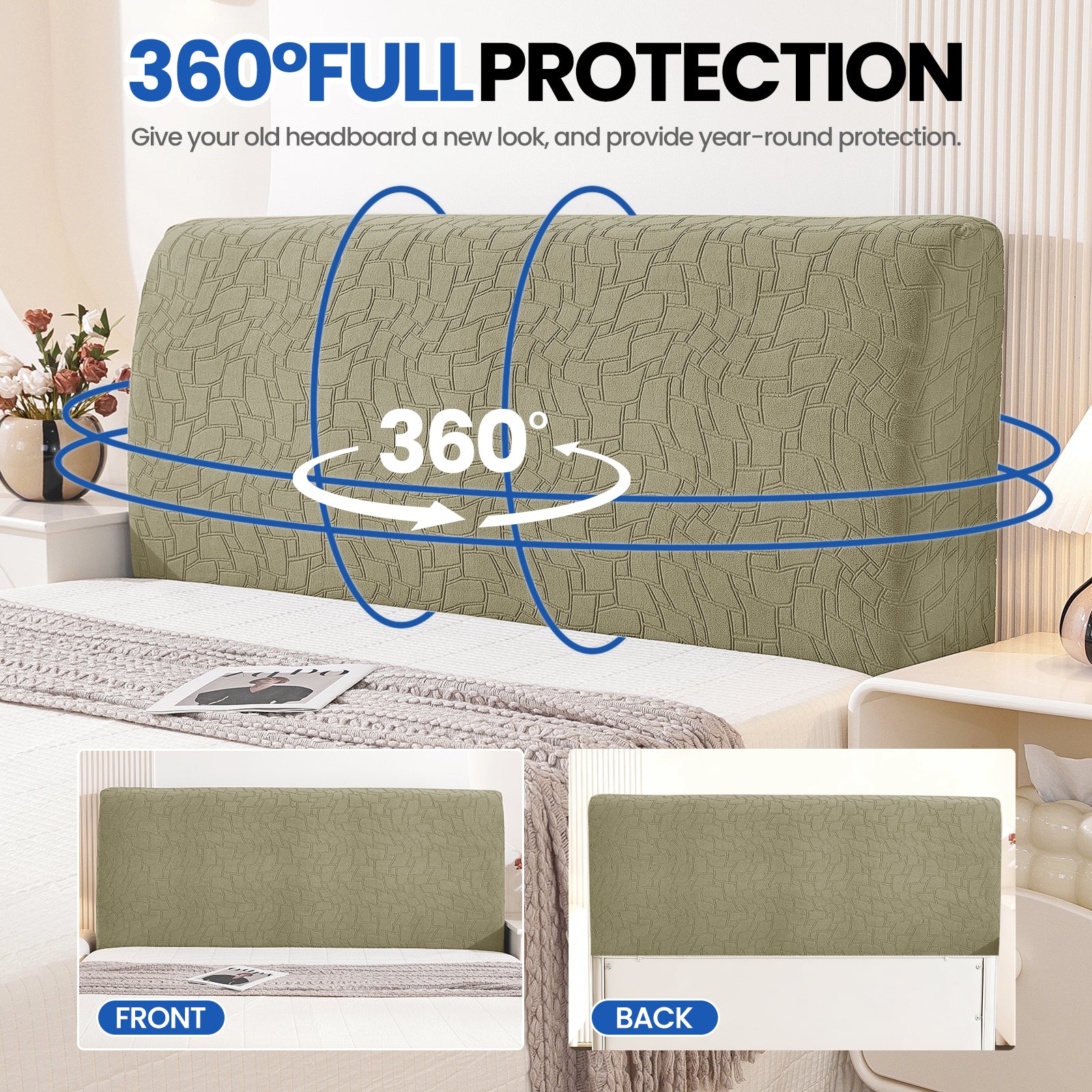 YSTYLE Universal Elastic 180cm Headboard Cover Dustproof Washable