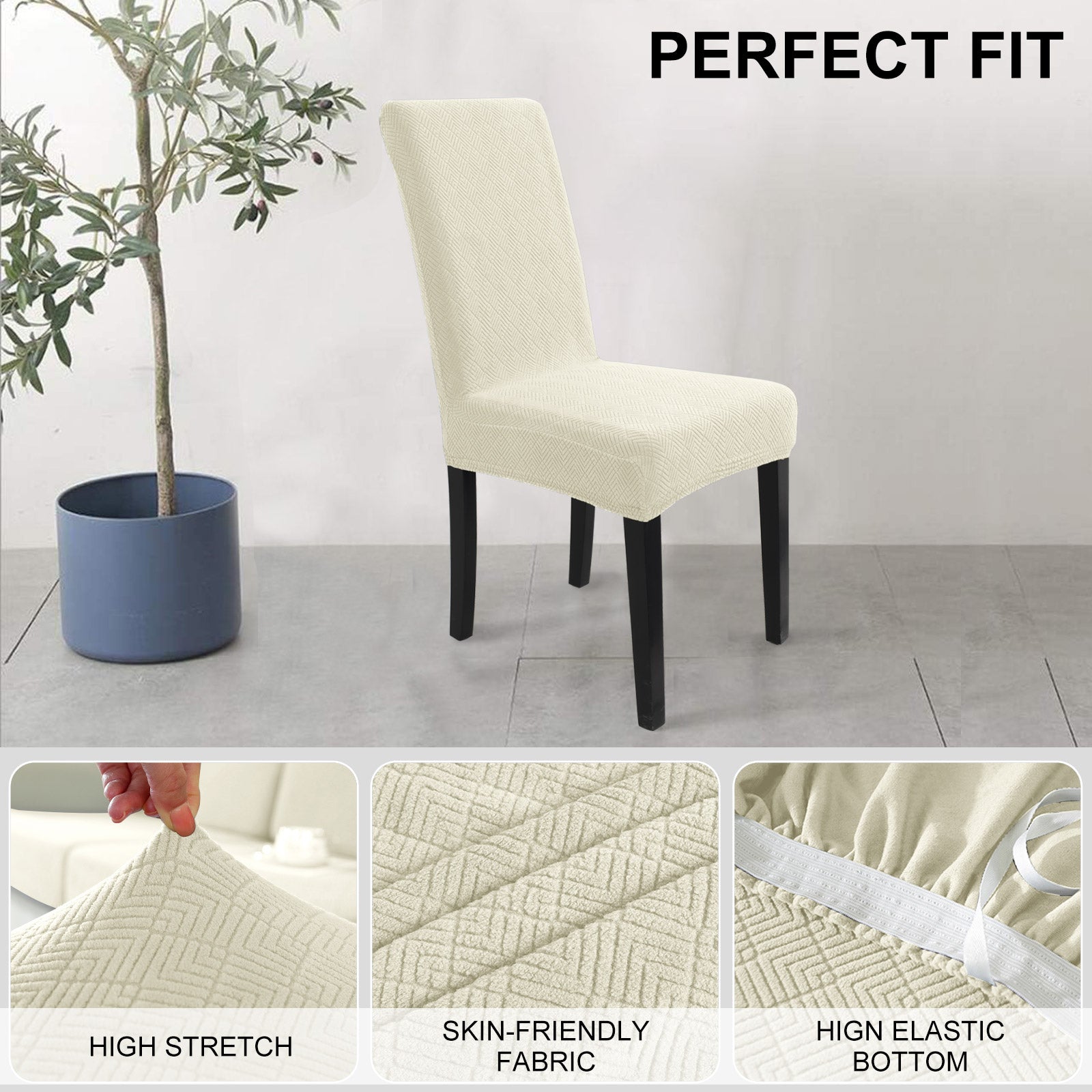 YSTYLE 4 pezzi coprisedie elastici con motivo jacquard a diamante