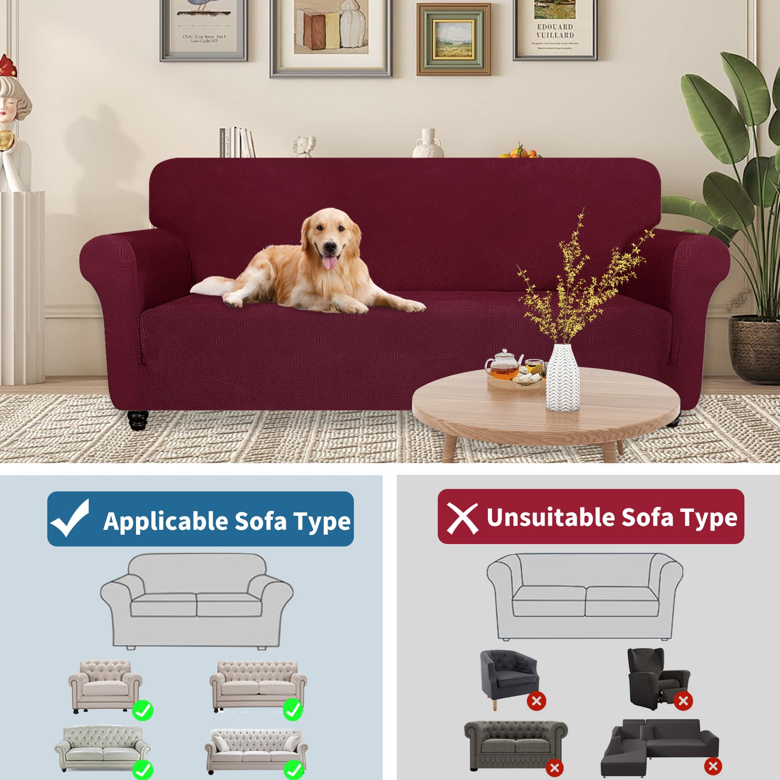 YSTYLE Hoch Stretch 1-Sitzer Sessel Bezug Anti-Rutsch Waschbar