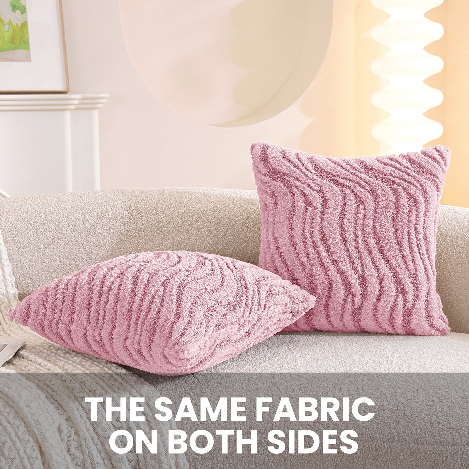 Ystyle Sofa Cushion Covers 60 x 60 cm Set of 2 Soft Plush Striped Cushion Covers Modern Elegant Decorative Durable Cushion Covers for Sofa Living Room Bedroom