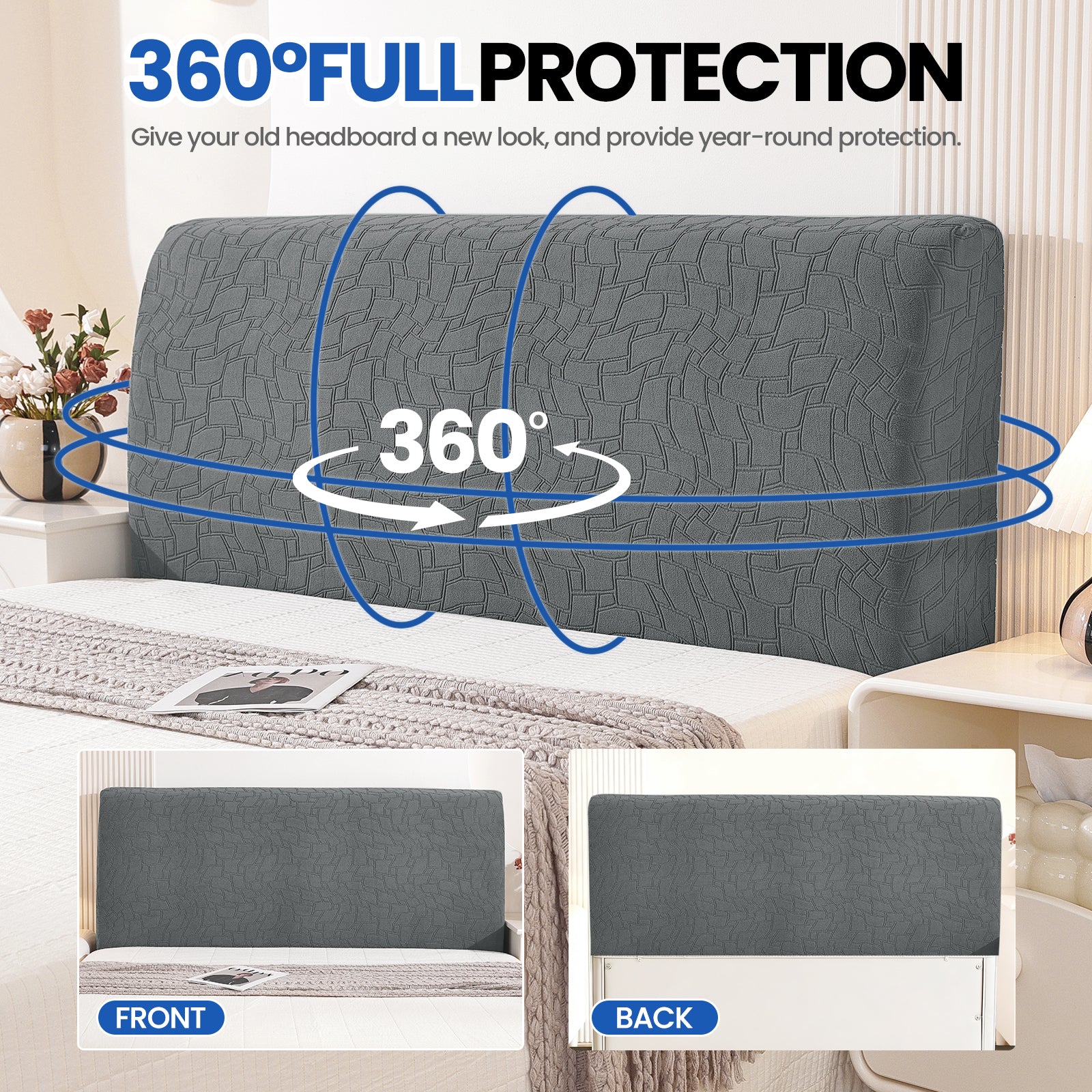 YSTYLE Universal Elastic 180cm Headboard Cover Dustproof Washable