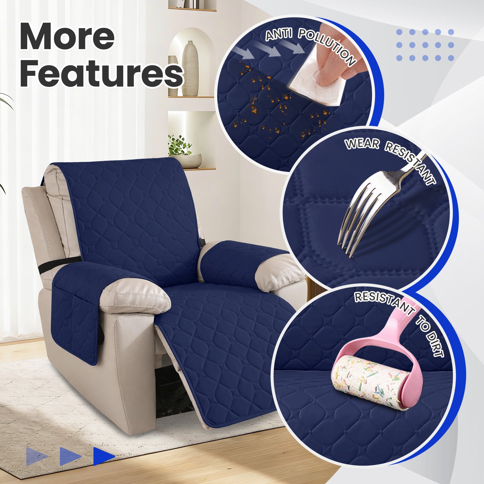 YSTYLE imperméable Recliner Armchair couverture with accoudoirs 1 Seater
