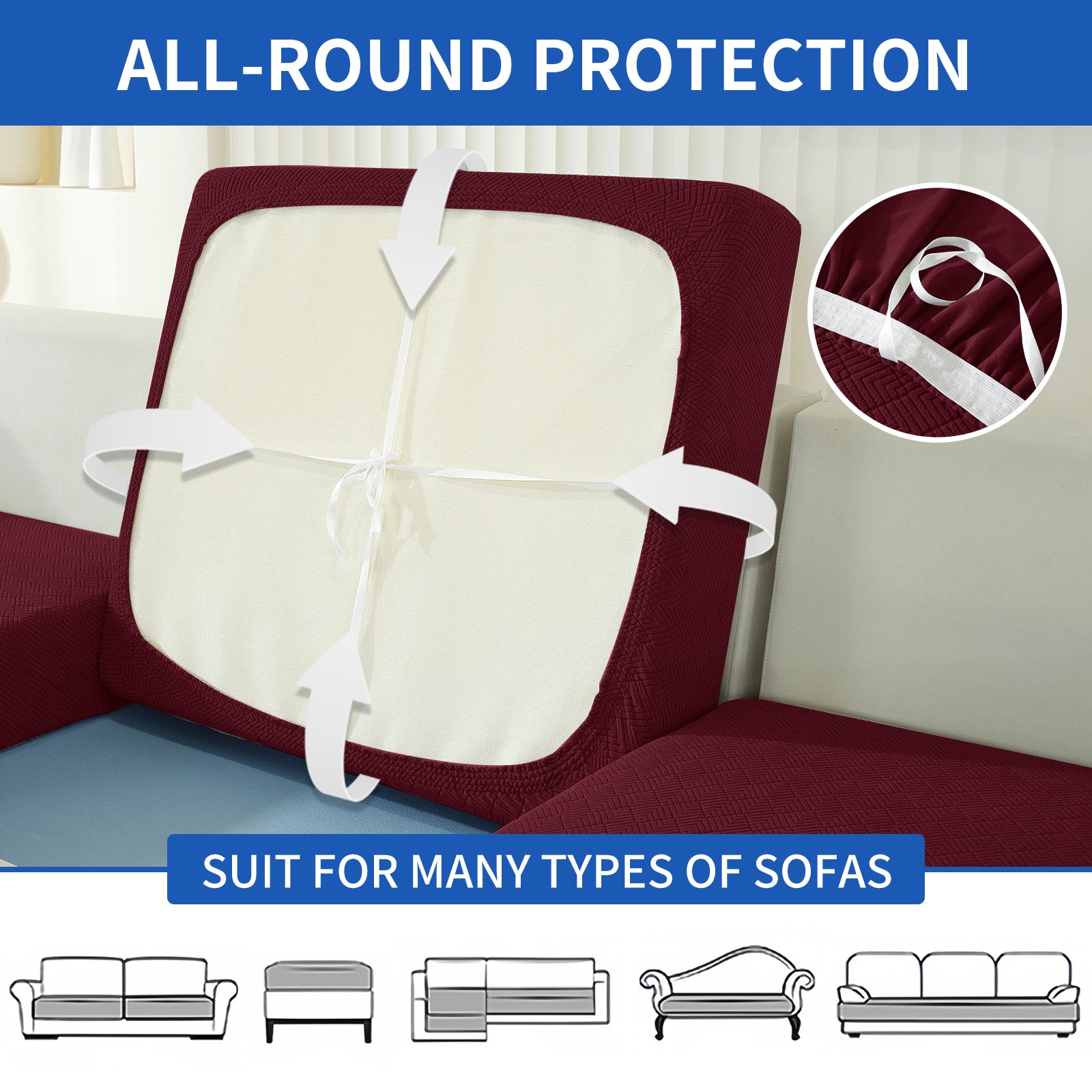 YSTYLE 2 Pieces Stretch Sofa Seat Cover 1 Seater Anti Slip-YSTYLE