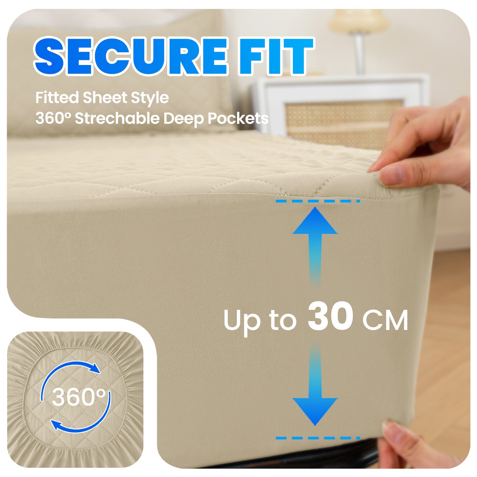 Waterproof Mattress Protector 90x190cm with Deep Pocket
