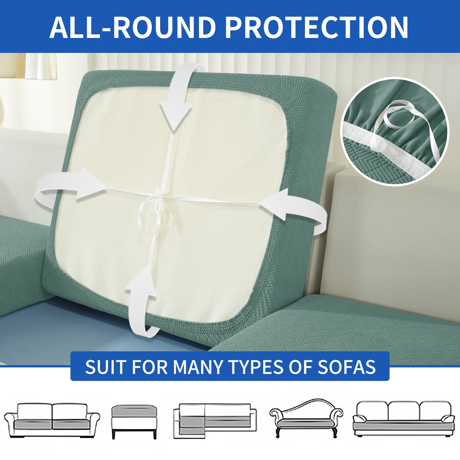 YSTYLE Copertura elastica per sedile del divano 2 posti Antiscivolo