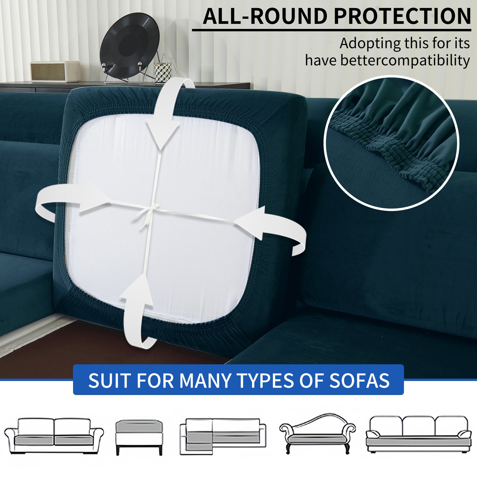 YSTYLE Samt-Stretch-Sofaschoner 2-sitzig Anti-Rutsch