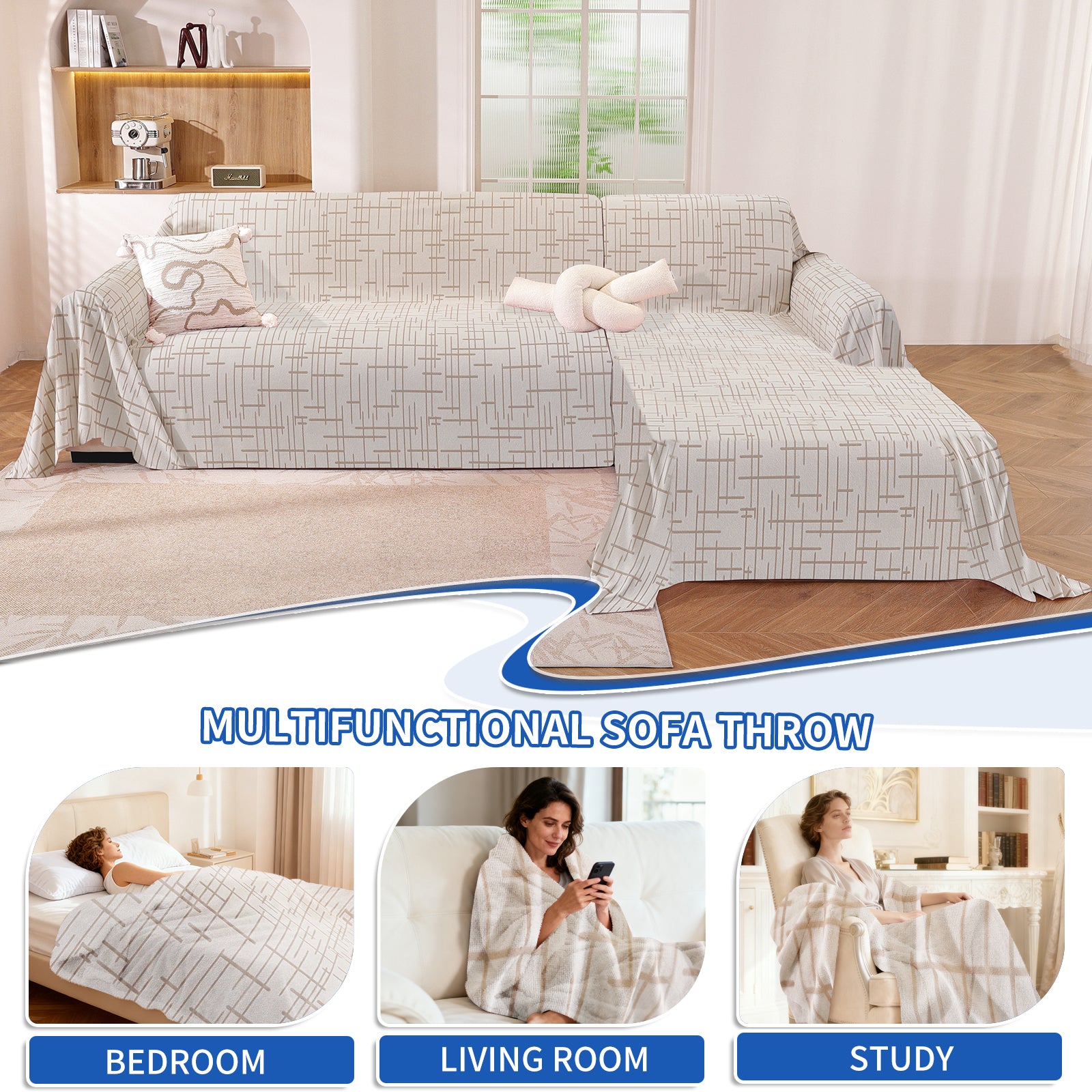Ystyle Universal 4 Seater Sofa Cover Throw 200x380cm Breathable-YSTYLE