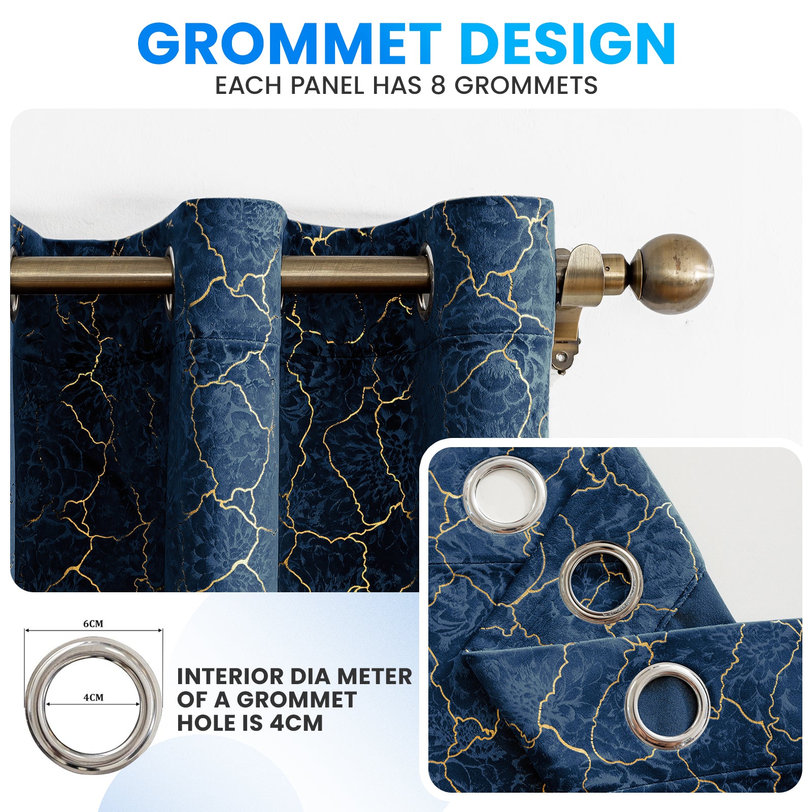 Ystyle 2 Stück Samt Blackout Vorhänge 117x137 cm Gold Druck