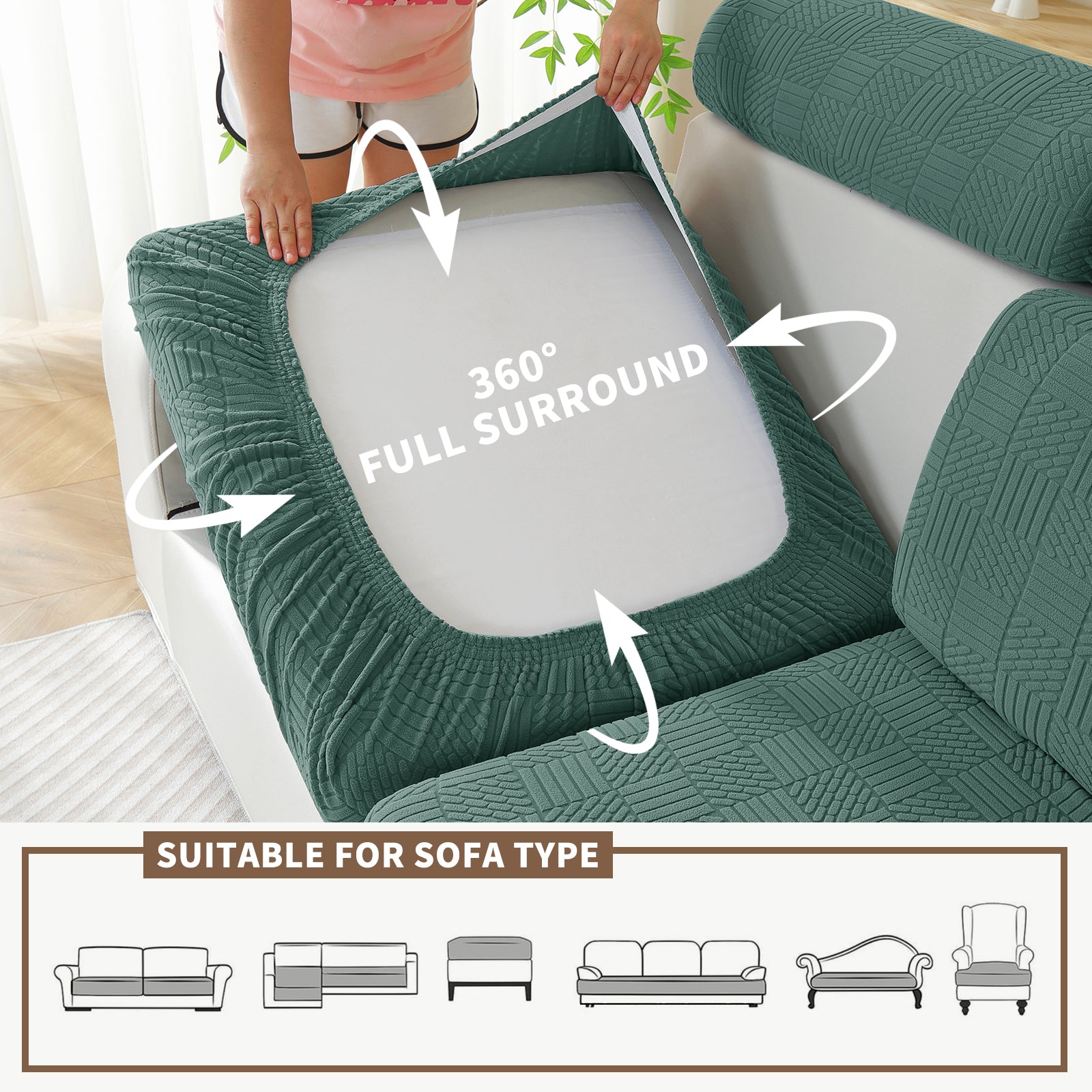 YSTYLE Copertura per sedile divano elasticizzata 3 posti motivo geometrico