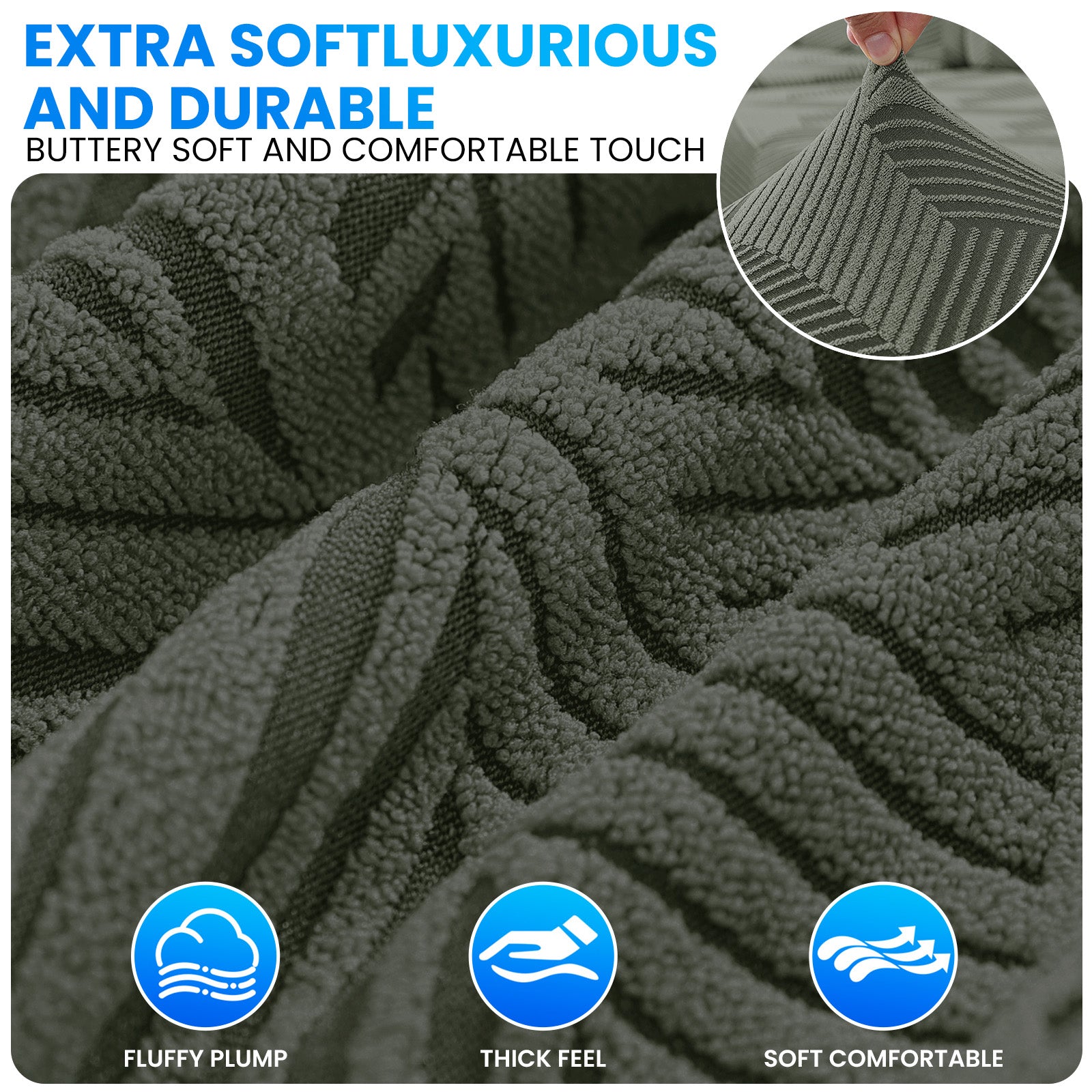 Ystyle Elastic Sofa Seat Cover, Universal Living Room Cushion Cover, Separate Sofa Cushion Slipcovers, Non-Slip, Stain-Resistant, Super Soft & Washable(2 Pieces+Chaise longue)