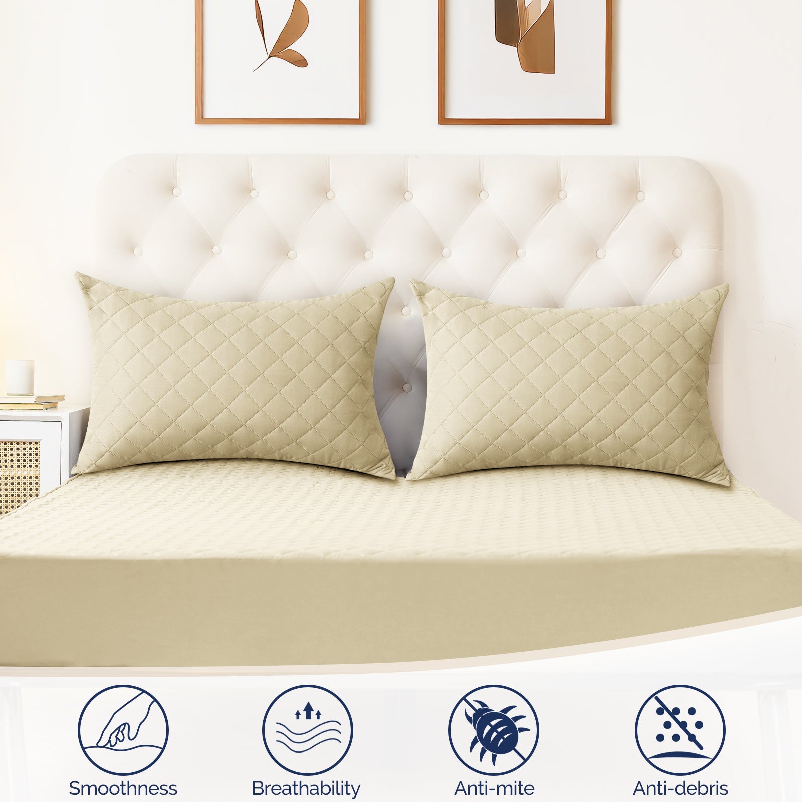 YSTYLE 2 Waterproof Pillowcases 50x80cm Breathable Anti Mite-YSTYLE