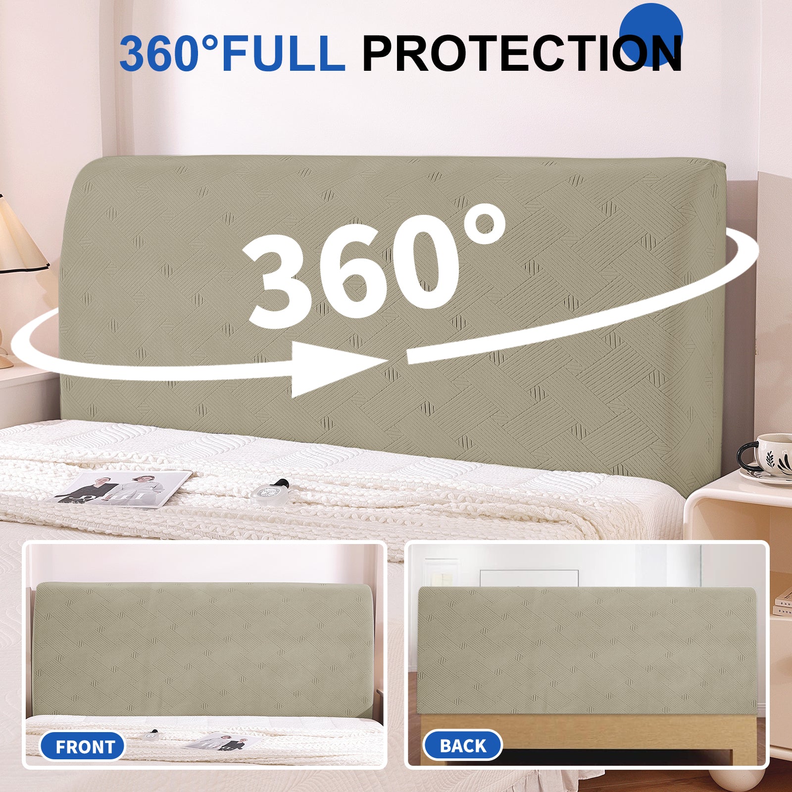 Ystyle 150cm Bed Headboard Cover, Elasticized Double/Single Bed Headboard Cover, Washable Double Bed Headboard Slipcover, Universal Dust-Proof Headboard Cover