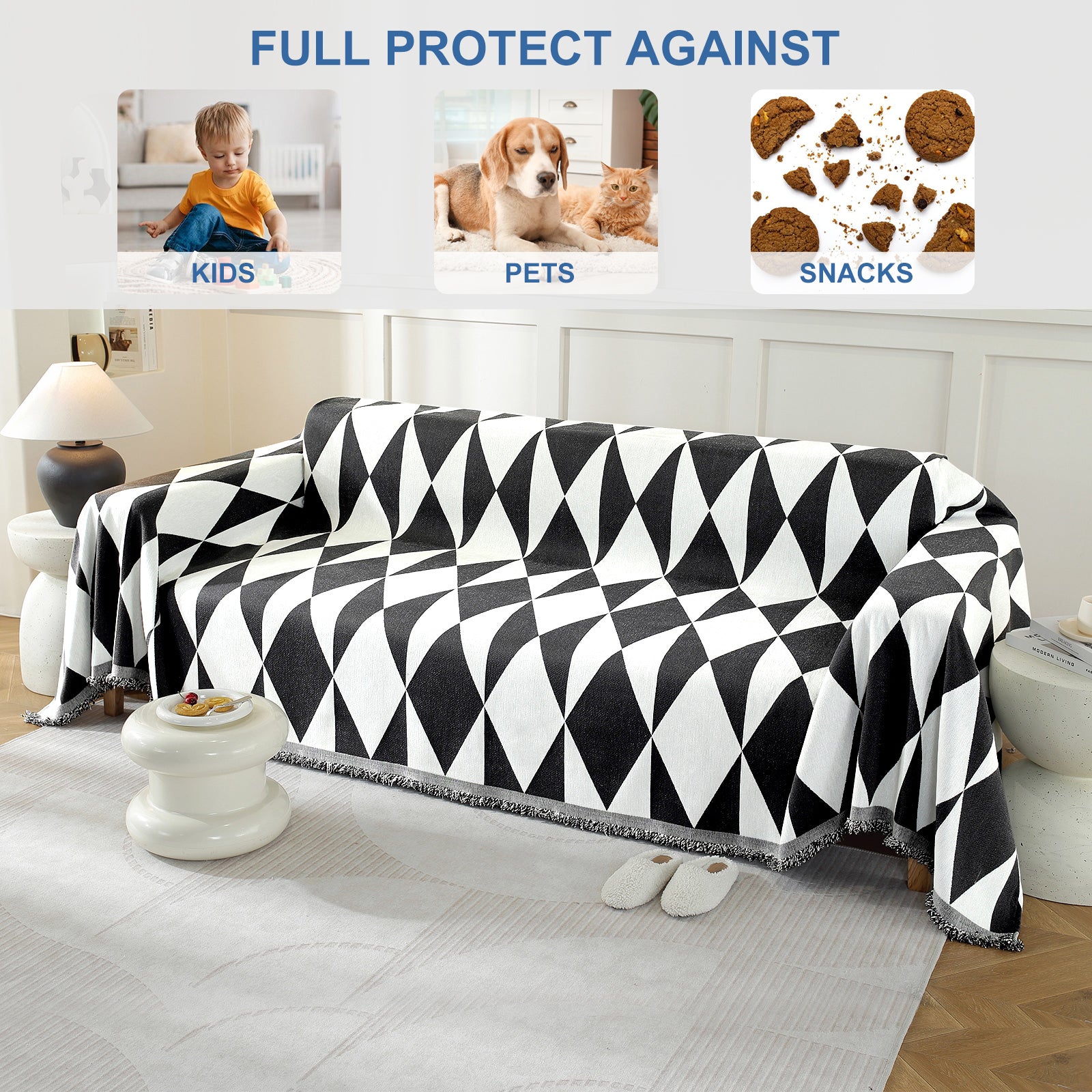 YSTYLE Universal 2 Seater canapé couverture Throw 180x280CM Anti-Scratch