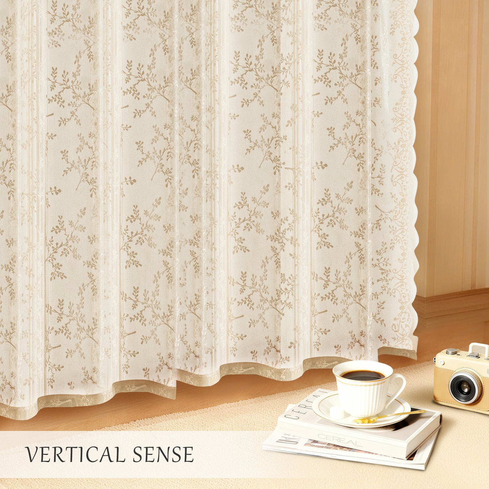 YSTYLE 2 Pieces Semi Sheer Lace Curtains Eyelets-YSTYLE