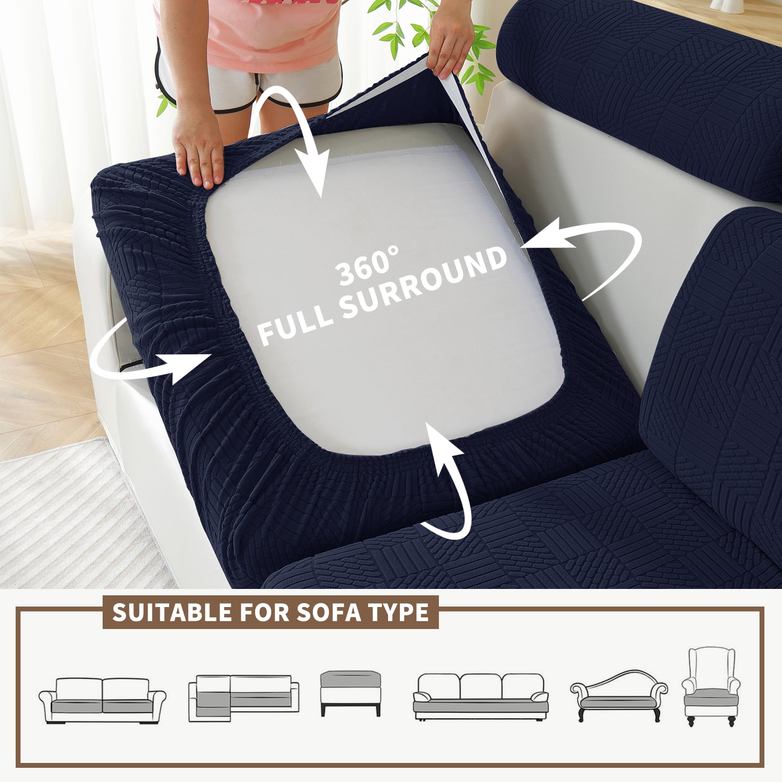 YSTYLE Copertura per sedile divano elasticizzata grande 1 posto motivo geometrico