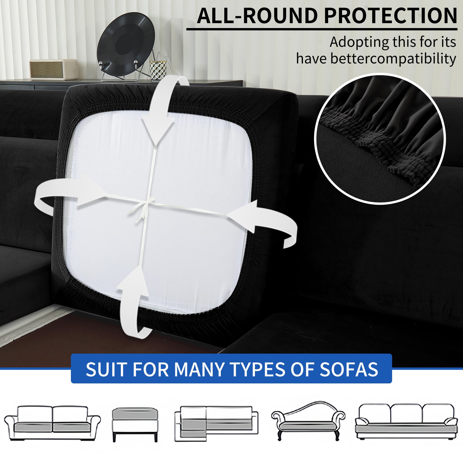 YSTYLE Samt-Stretch-Sofaschoner 1-sitzig Anti-Rutsch