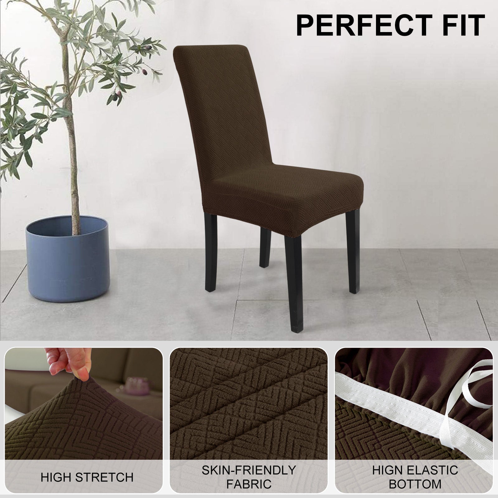 YSTYLE 2 Pieces élastique Dining Chair couvertures Diamond Jacquard